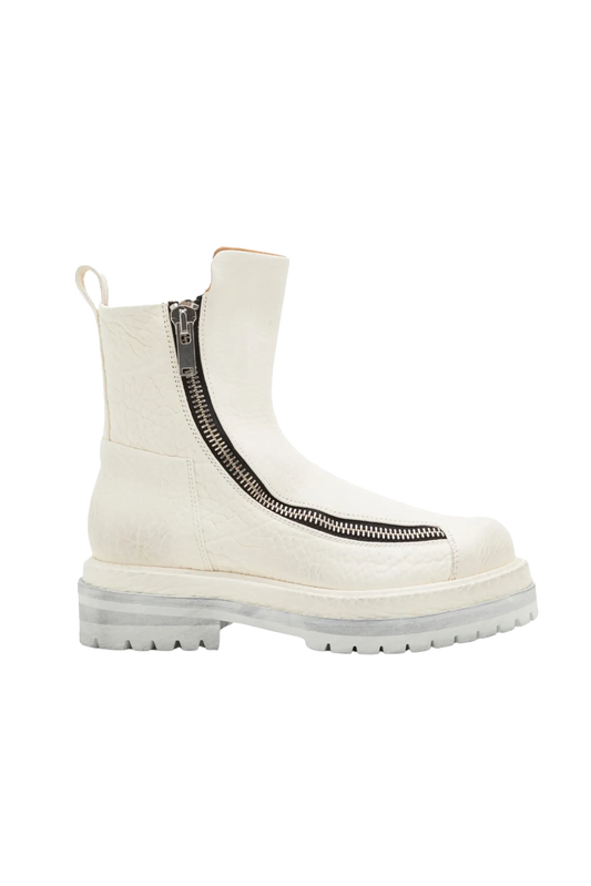 424 Double Zipper Boots In White