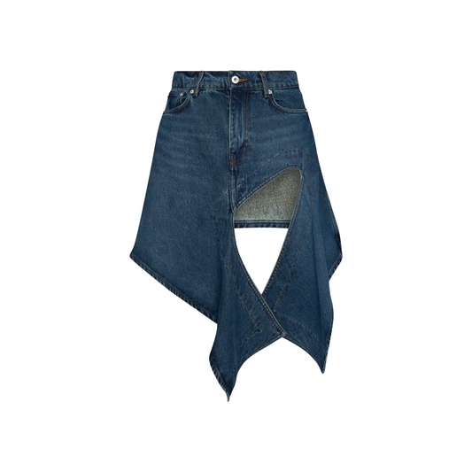 Y/PROJECT EVERGREEN CUT OUT DENIM SKIRT BLUE