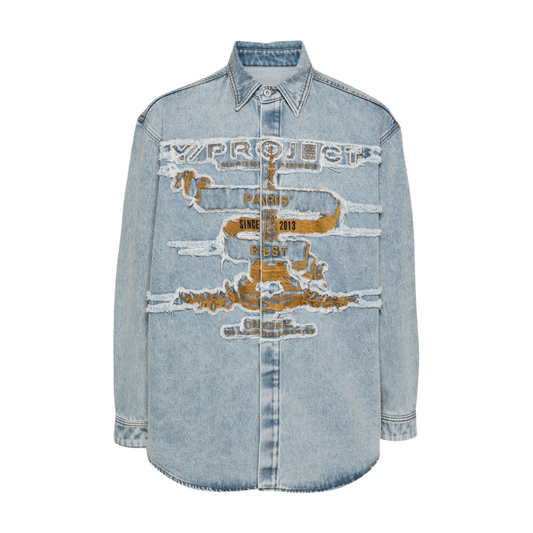 Y/PROJECT PARIS BEST PATCH DENIM SHIRT Shirts Blue