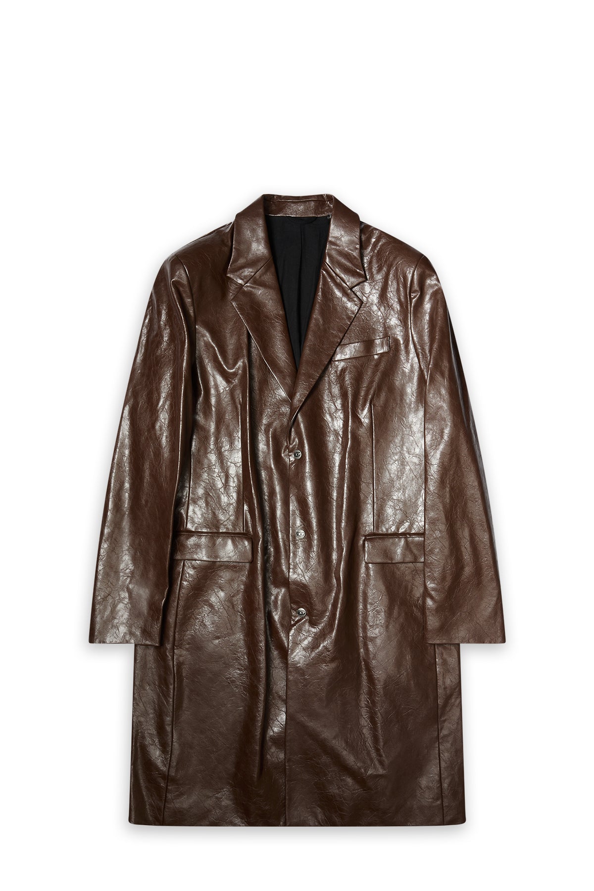 Diesel Fake Leather Coat Brown