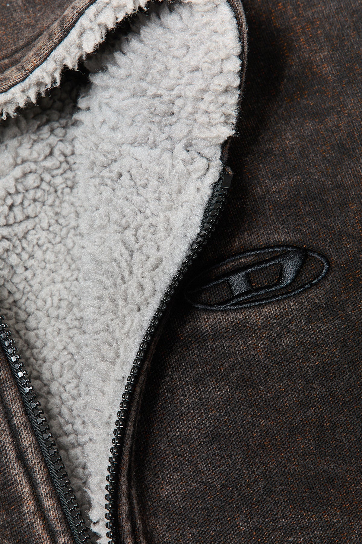 Diesel Reversible Hooded Zip Up Jacket Brown