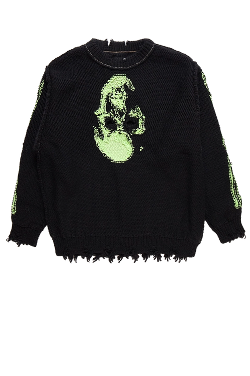 Doublet Glow-In-The-Dark Skull Knit Pullover Black – ESSXNYC