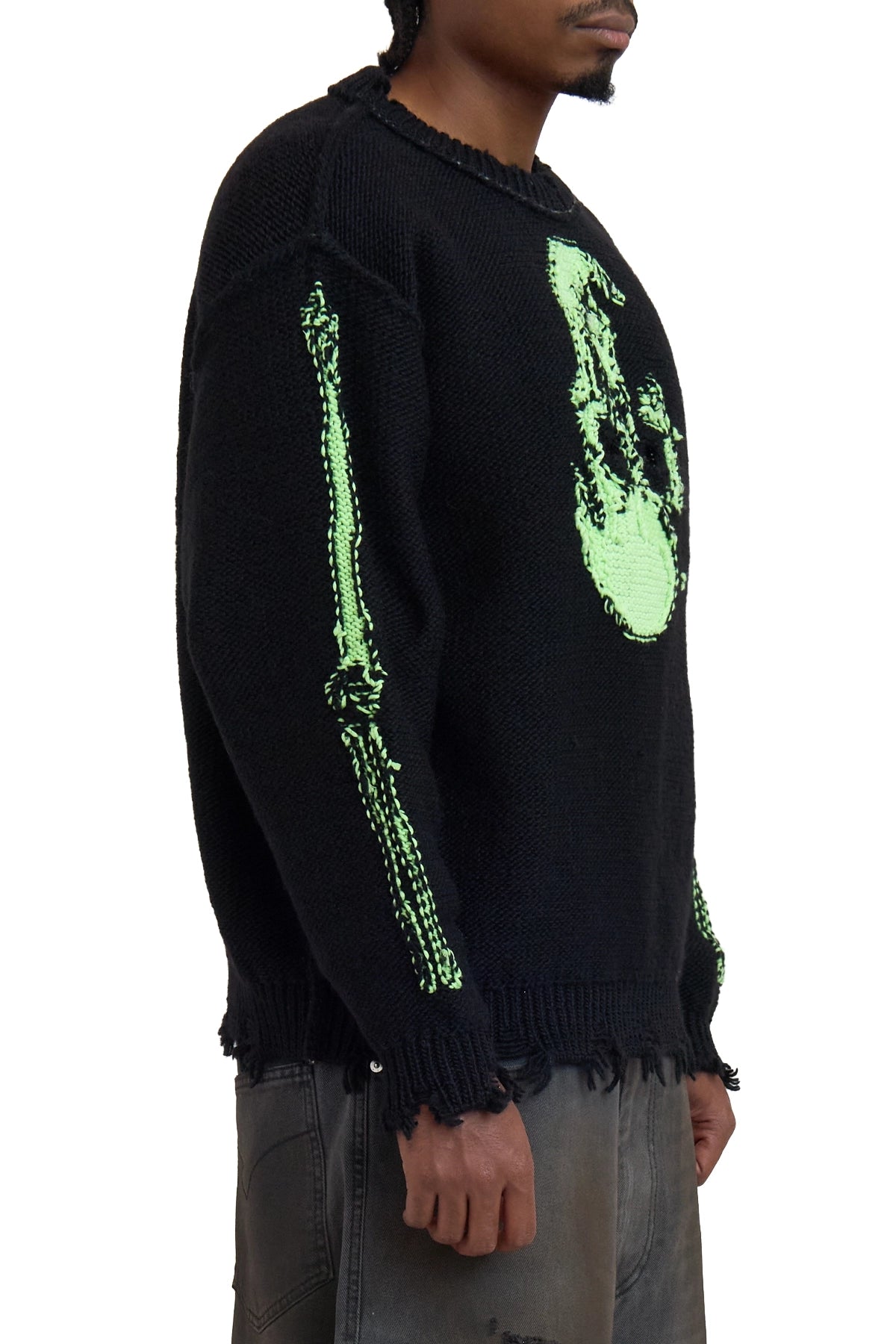 Doublet Glow-In-The-Dark Skull Knit Pullover Black