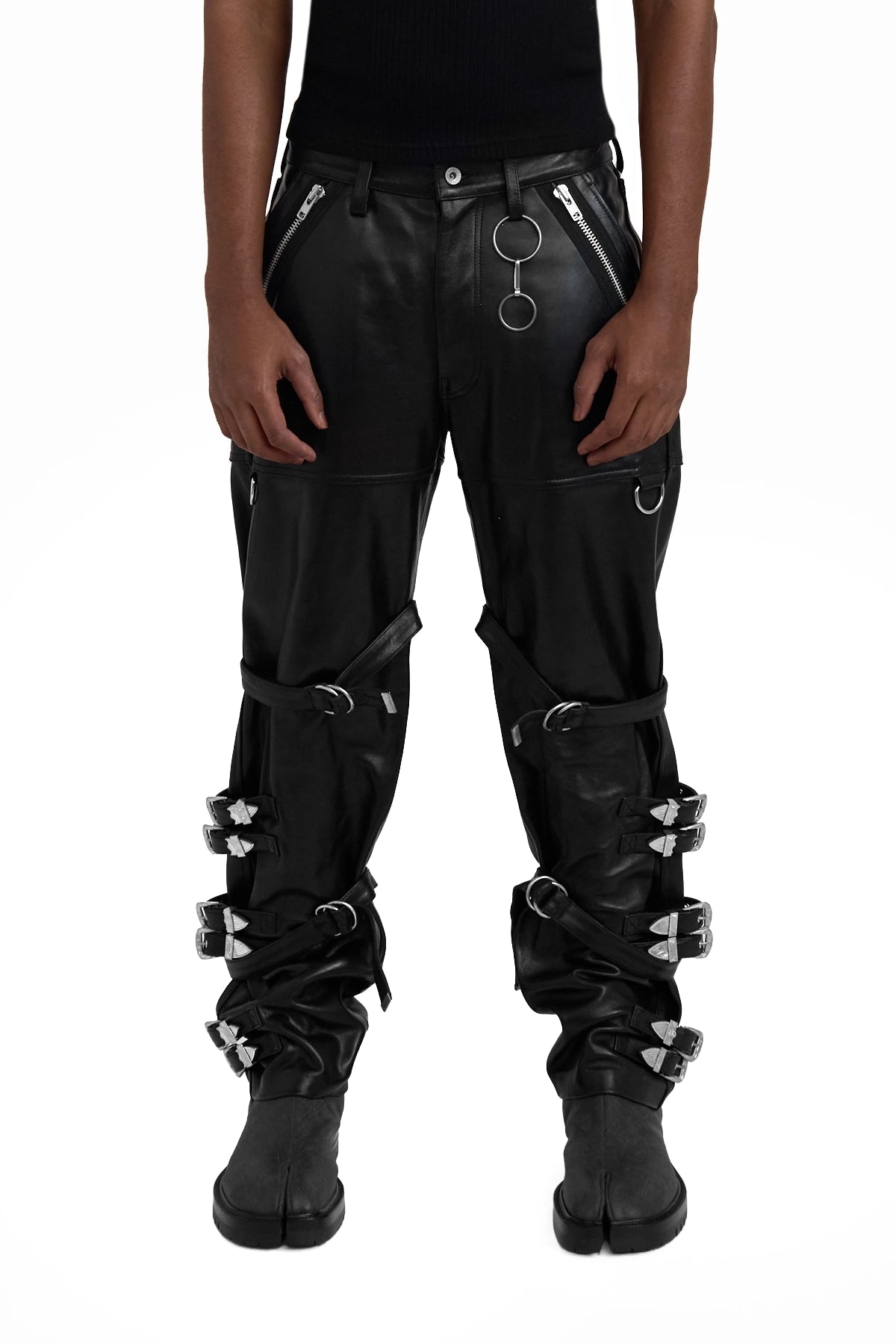 Doublet Buckle Overload Leather Pants Black