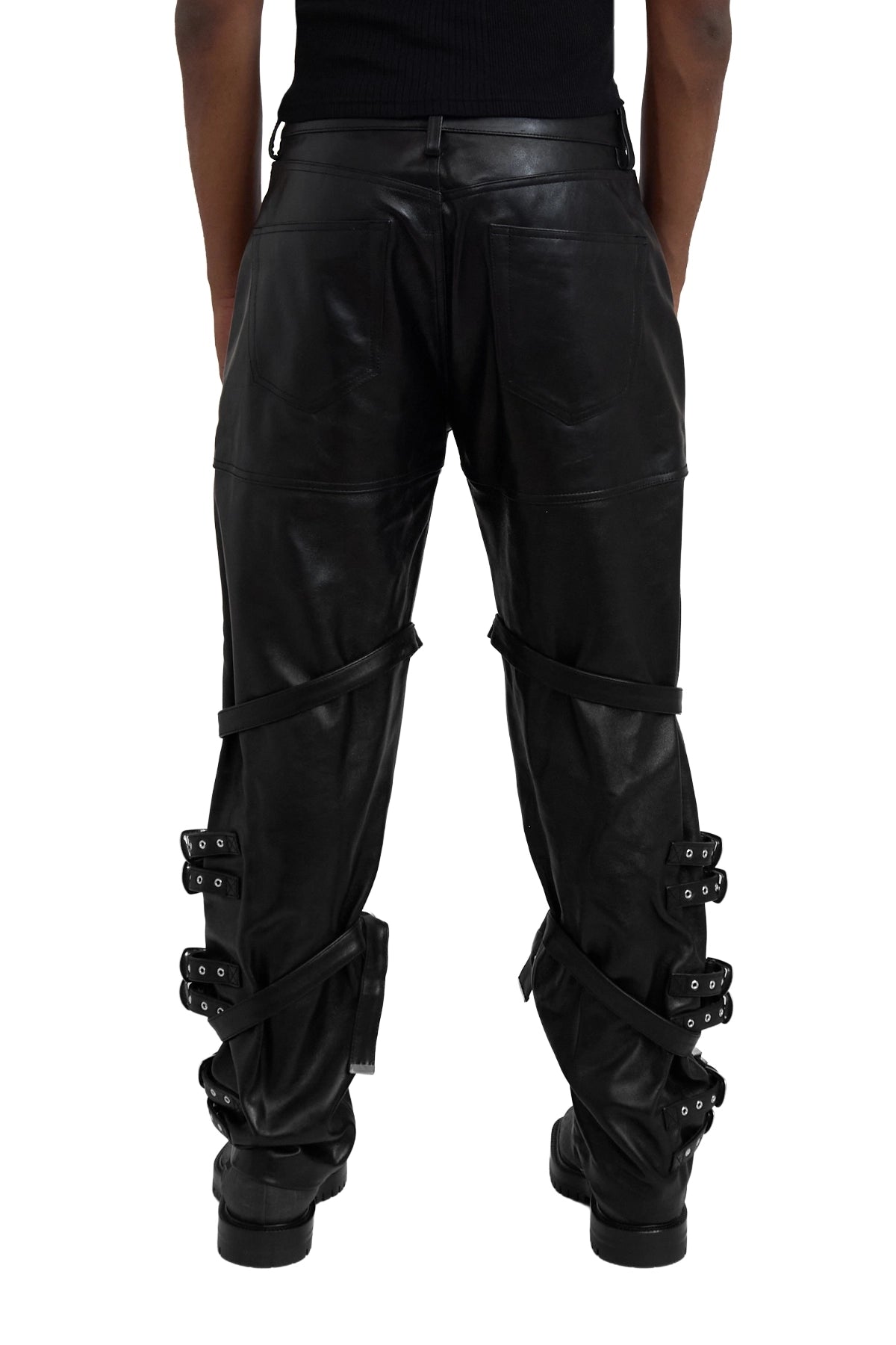 Doublet Buckle Overload Leather Pants Black
