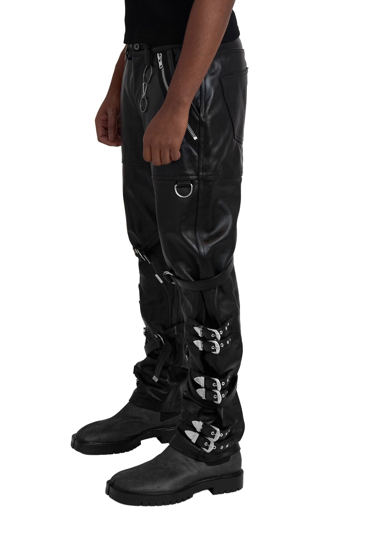 Doublet Buckle Overload Leather Pants Black