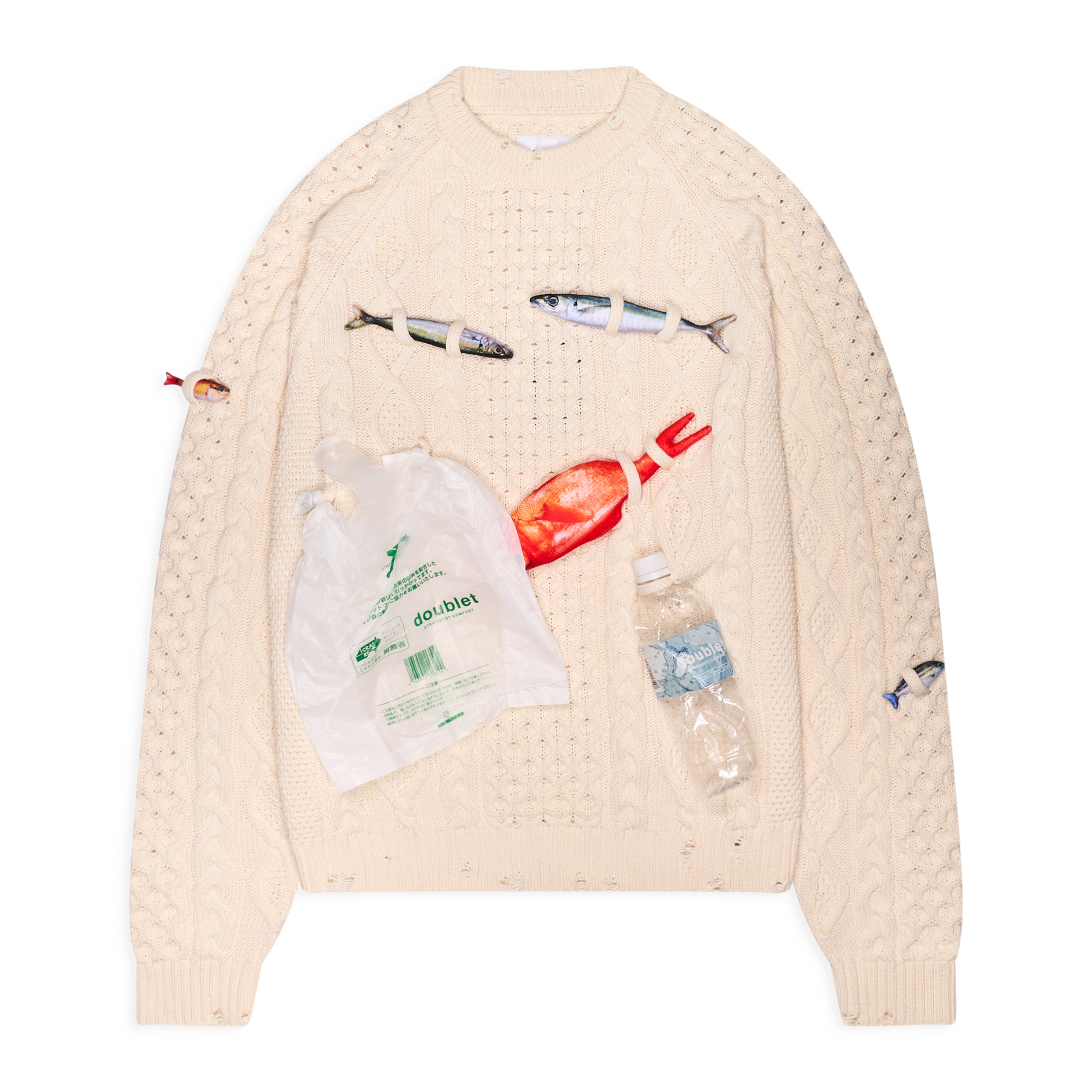 Doublet Caught In The Cable Fisherman Knit White