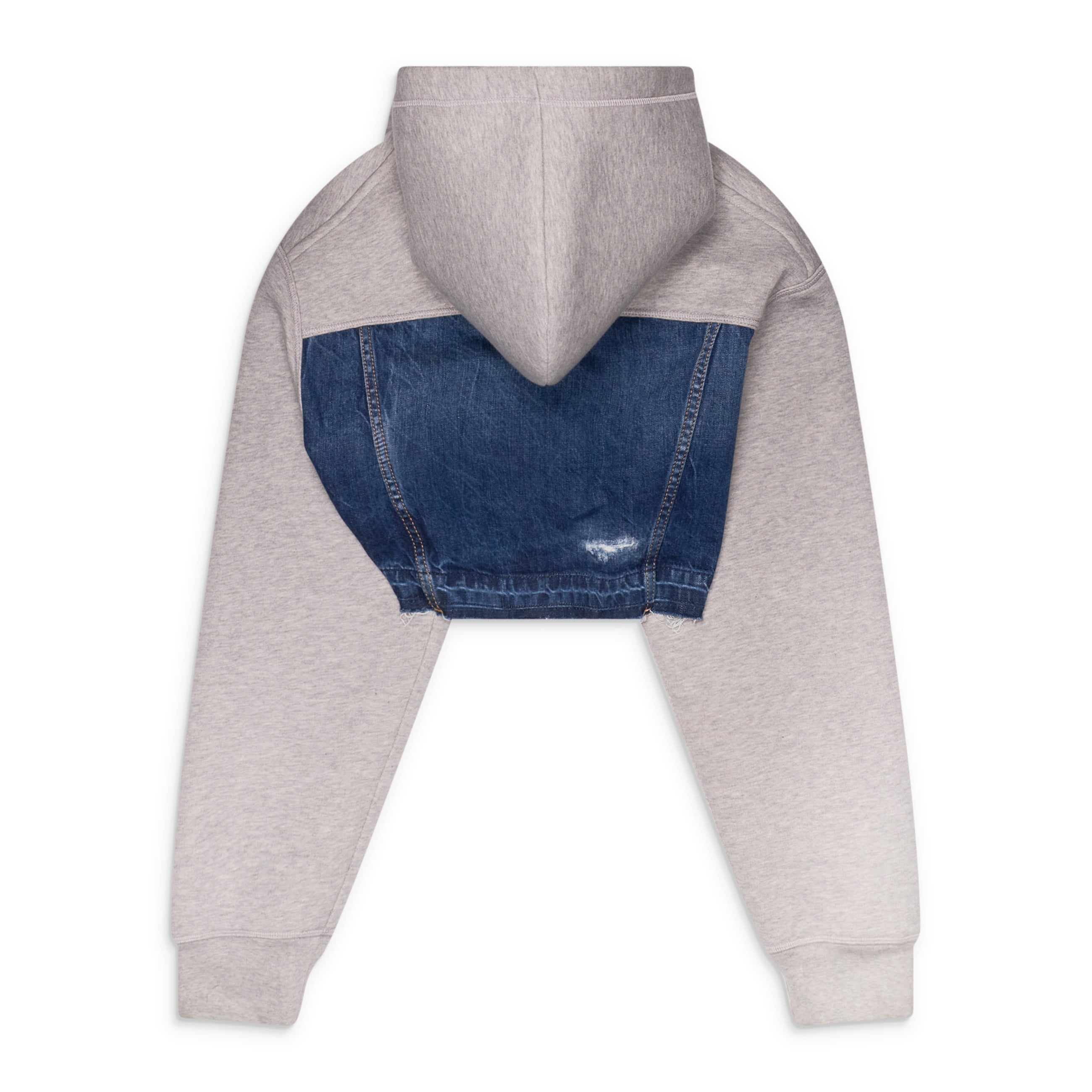 Dsquared2 Denim Mix Hybrid Cropped Hoodie Multicolor