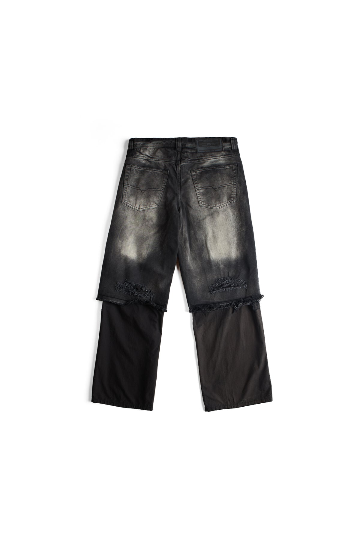 Diesel Trousers With Layered Denim Shorts Black 9470