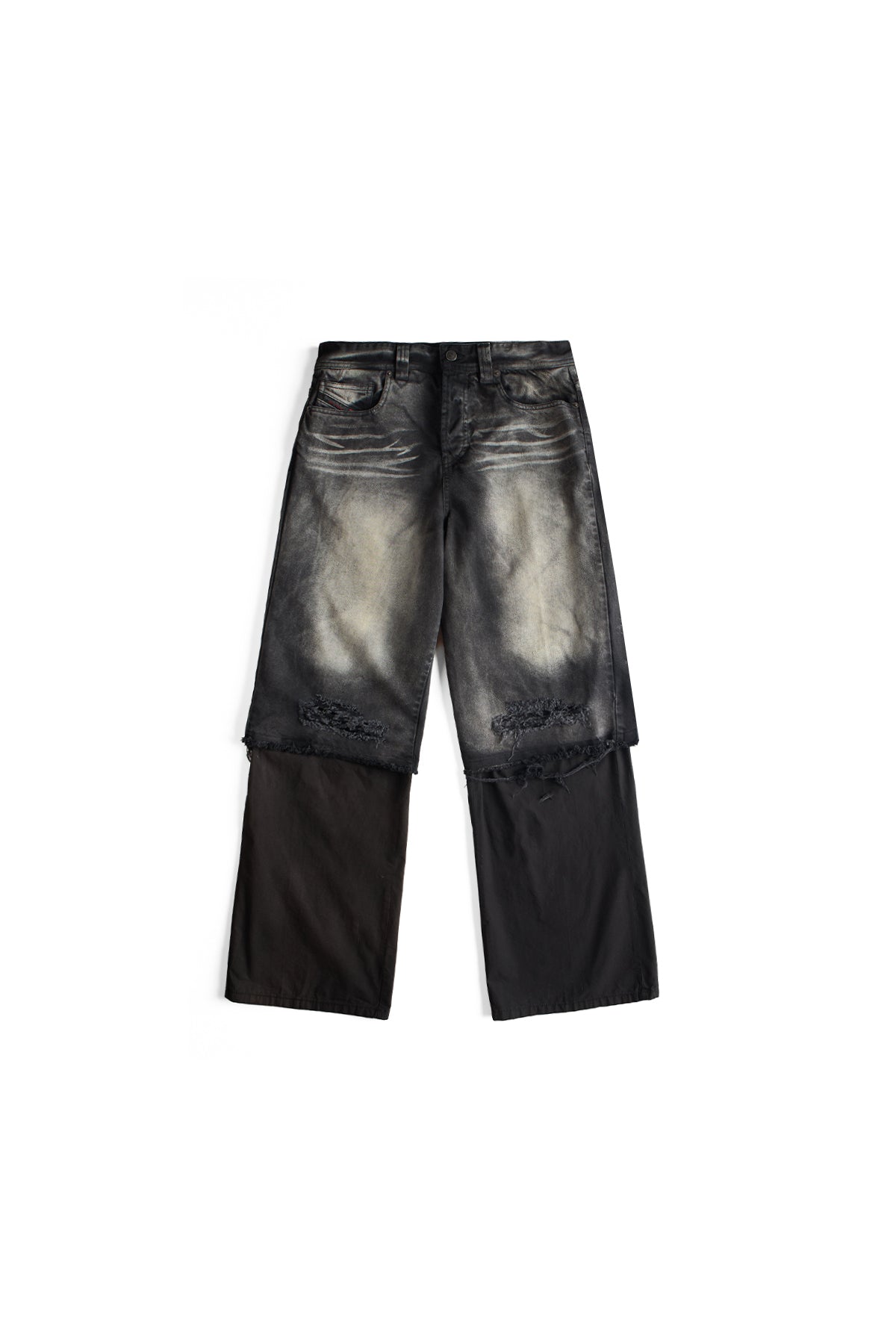 Diesel Trousers With Layered Denim Shorts Black 9469