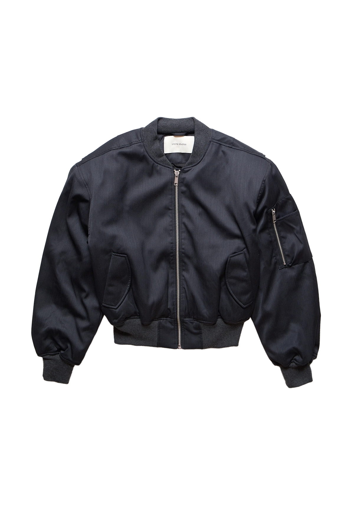 Entire Studios Cropped Broad Bomber Grey