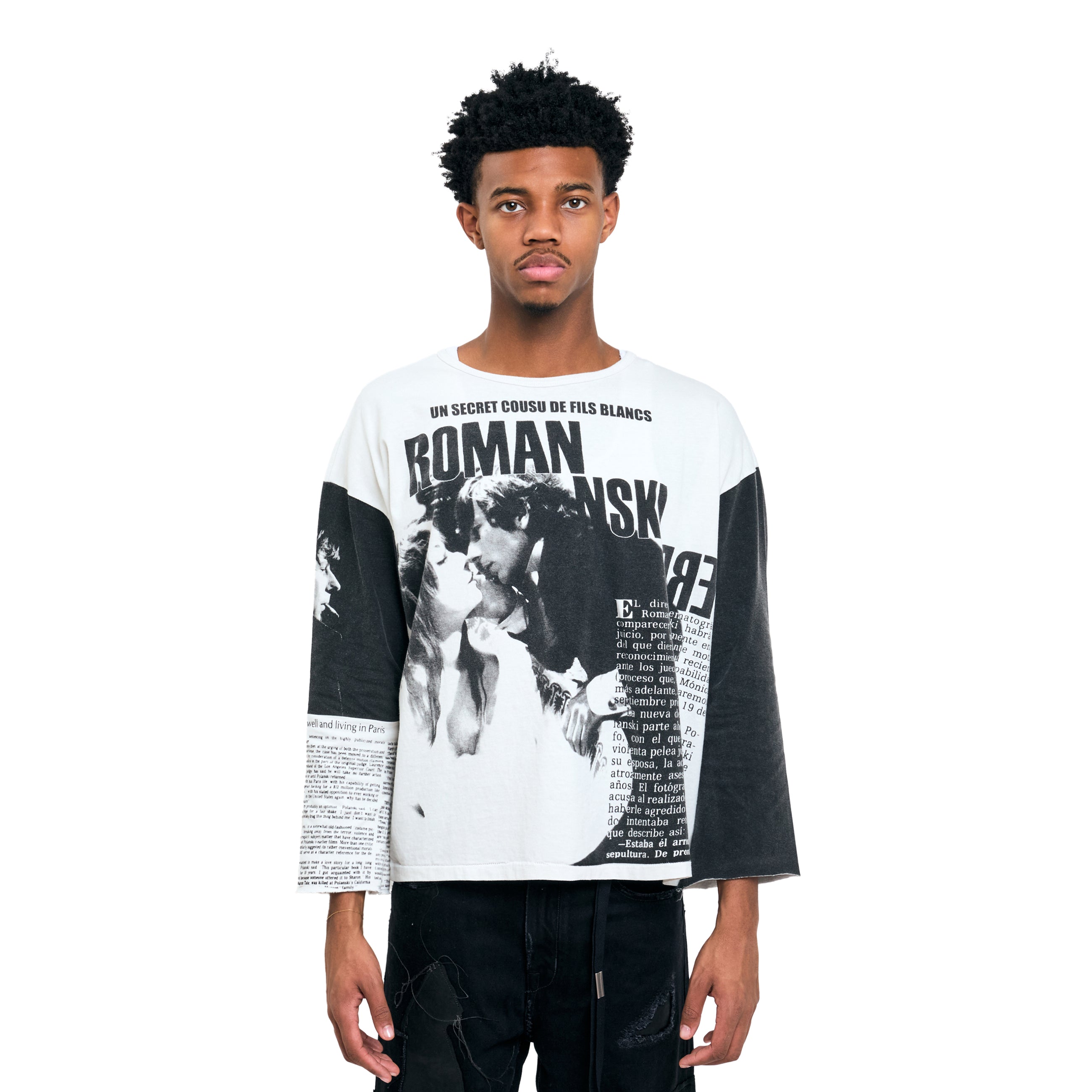 Enfants Riches Deprimes Roman Oversized LS T-Shirt Faded White / Black