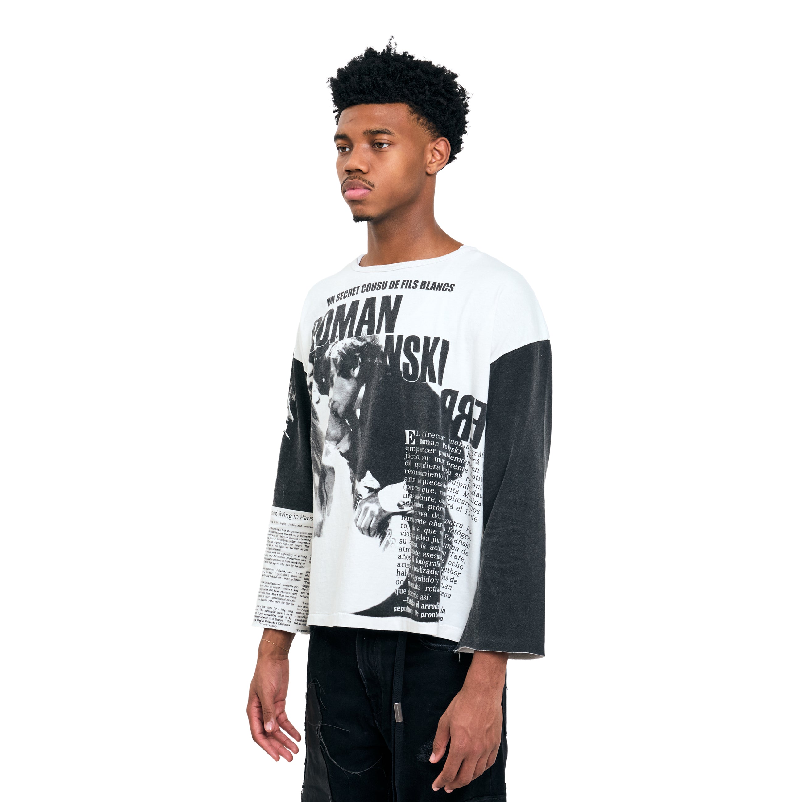 Enfants Riches Deprimes Roman Oversized LS T-Shirt Faded White / Black