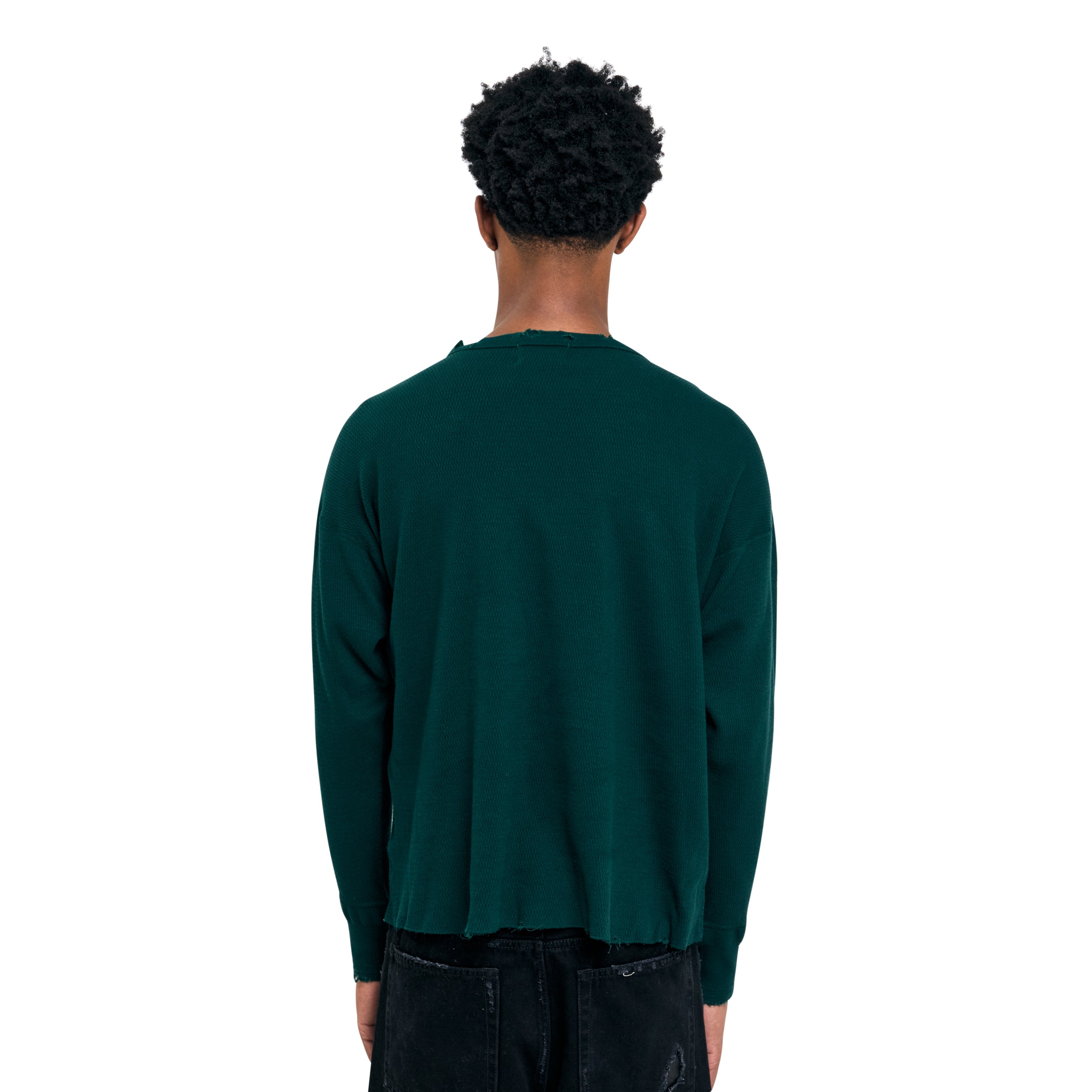 Enfants Riches Deprimes Waffle Knit Distressed Thermal Green