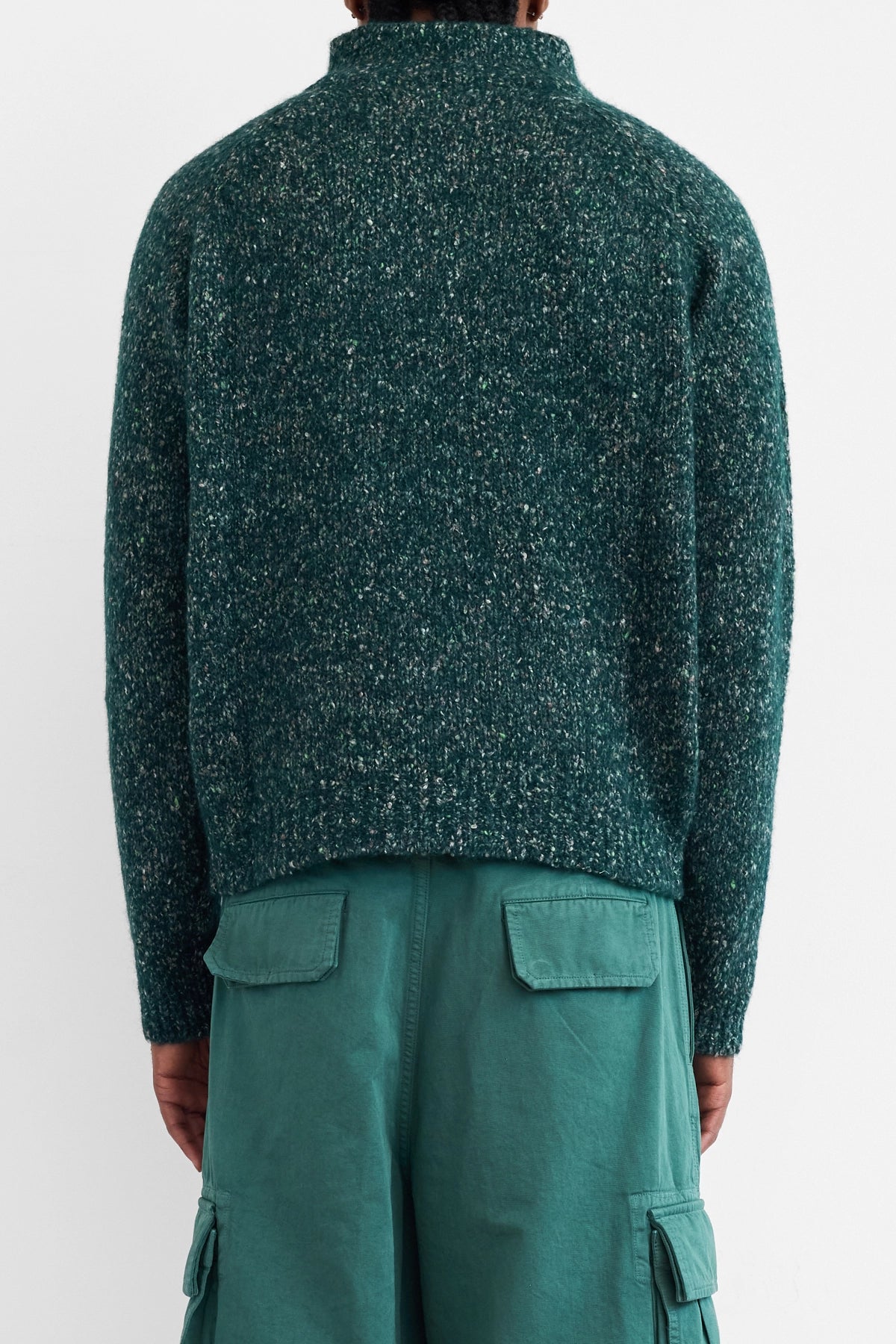 ERL Slit Neck Alpaca Sweater Dark Green Back