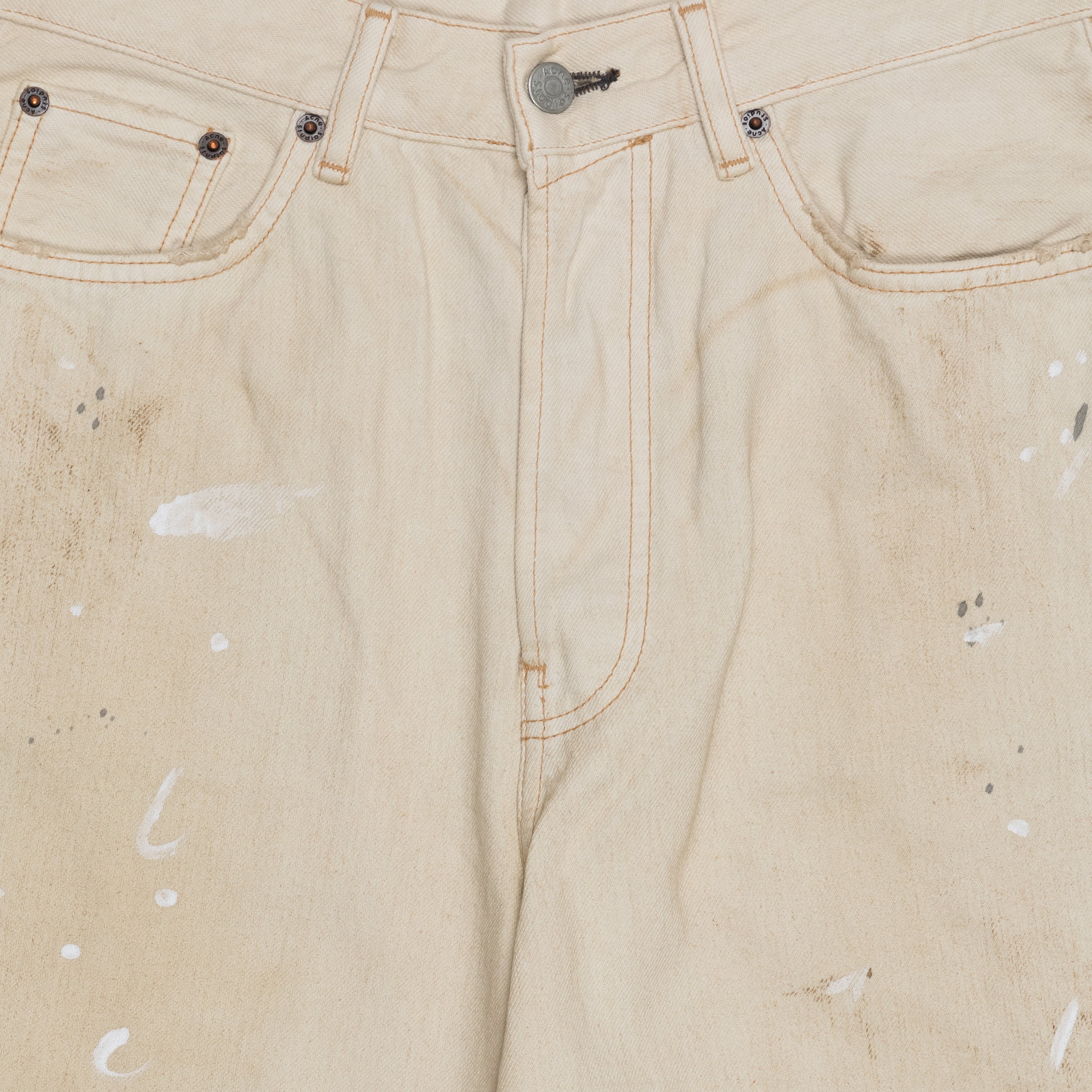 Acne Studios White Painted Denim Shorts White - detail