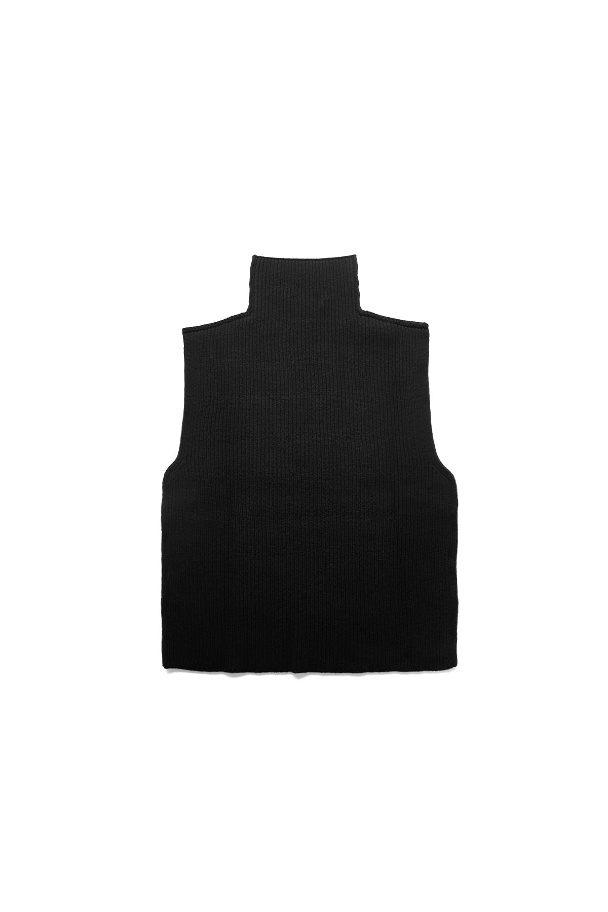 Black Ribbed Sleeveless Turtleneck