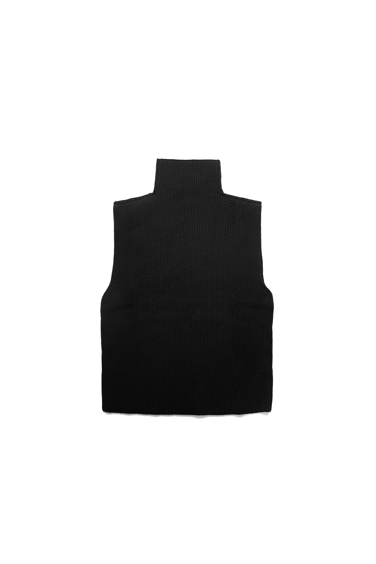 Black Ribbed Sleeveless Turtleneck