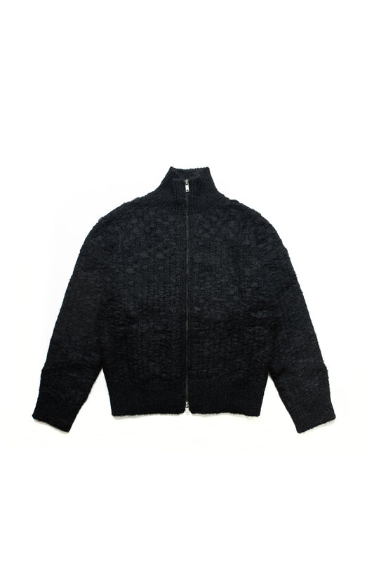 Jil Sander+ Alpaca Mohair Basketweave Zip Up Sweater Sweaters Black 8953