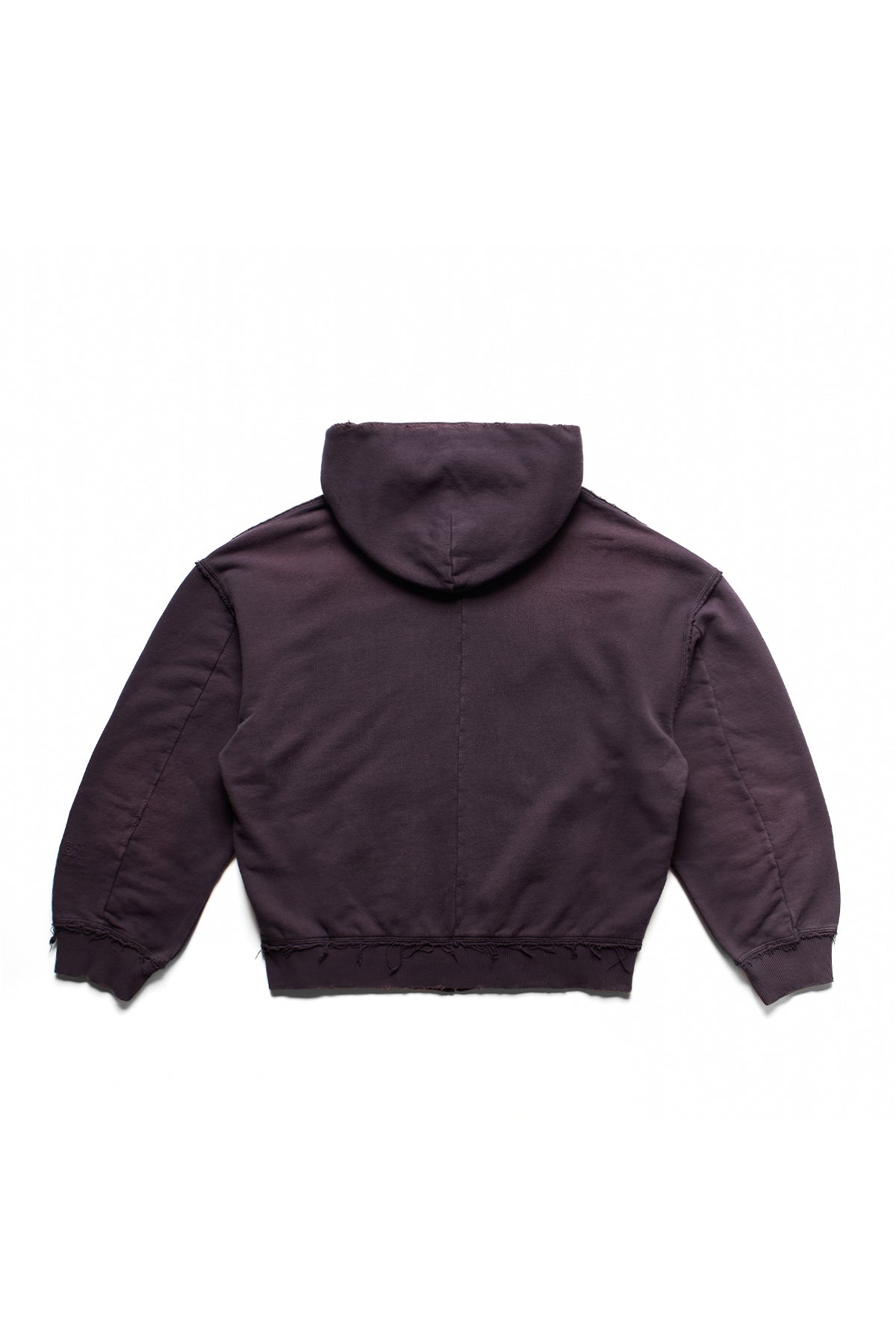 MM6 Maison Margiela Destroyed Zip Up Sweat Hoodie Purple 10828