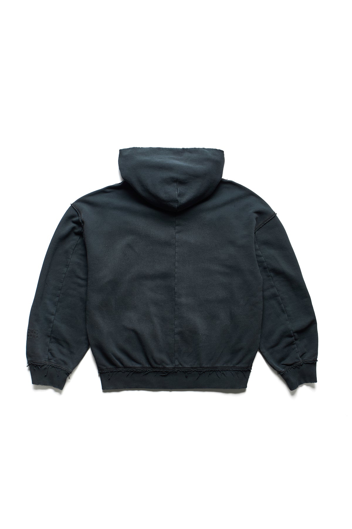 MM6 Maison Margiela Destroyed Zip Up Sweat Hoodie Black 10834