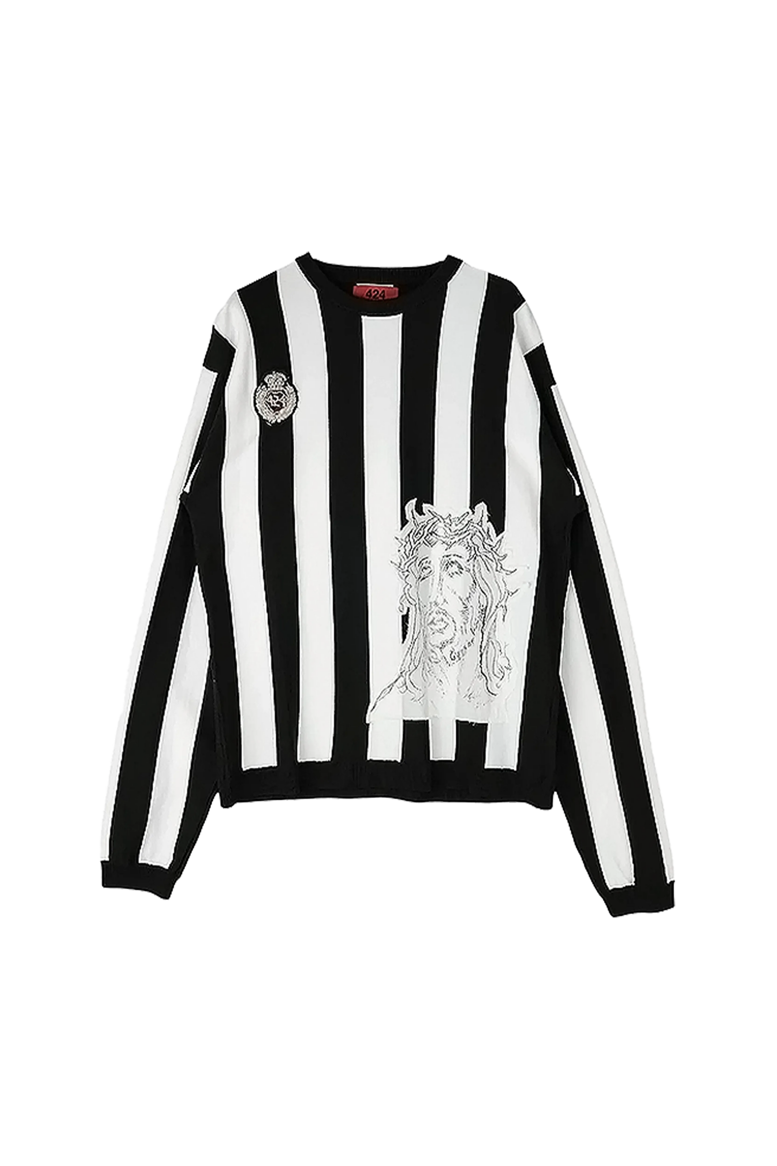 424 Striped Soccer Sweater In Black 8667