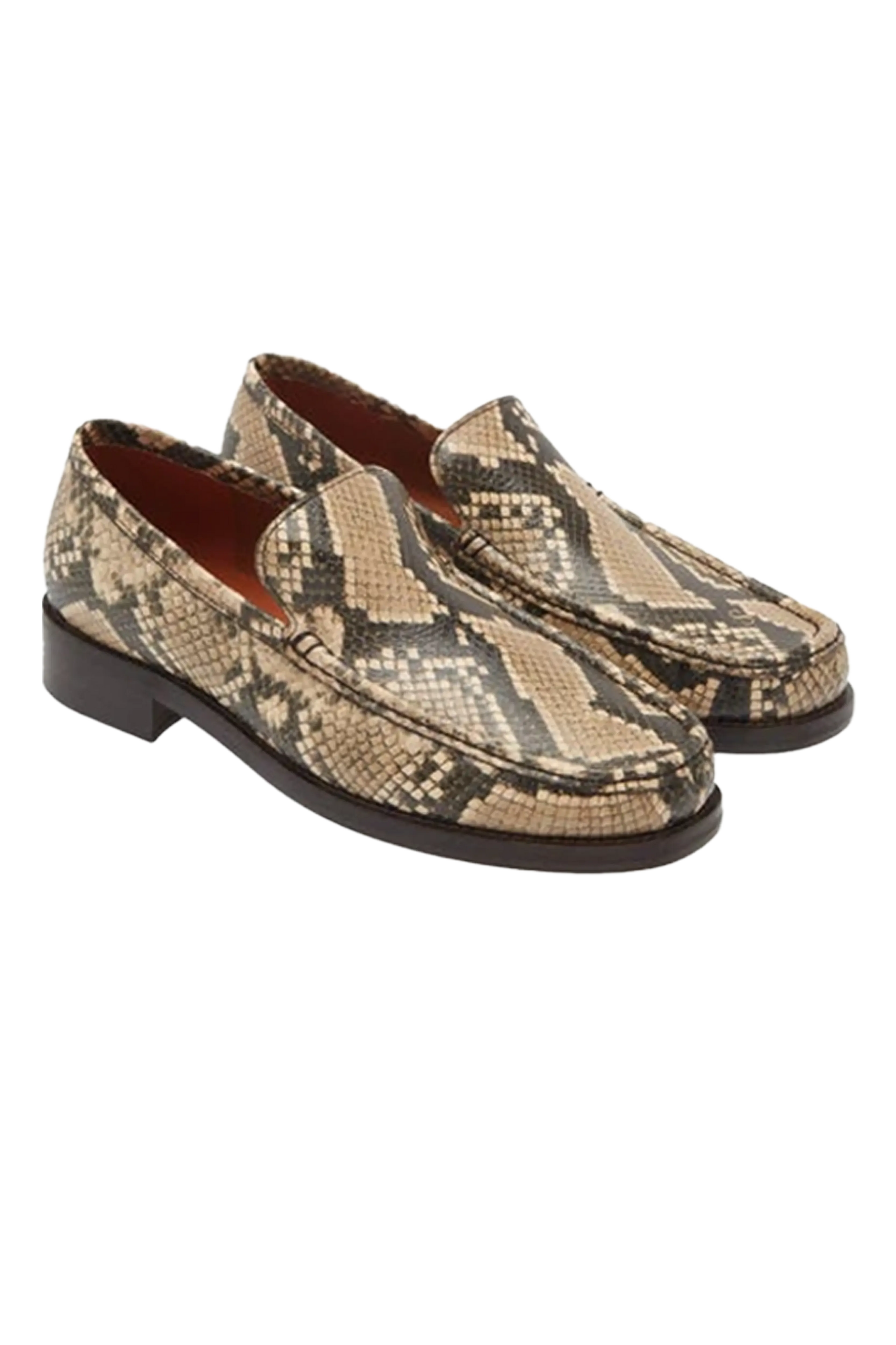 Acne Studios Faux Python Loafers Beige 5696