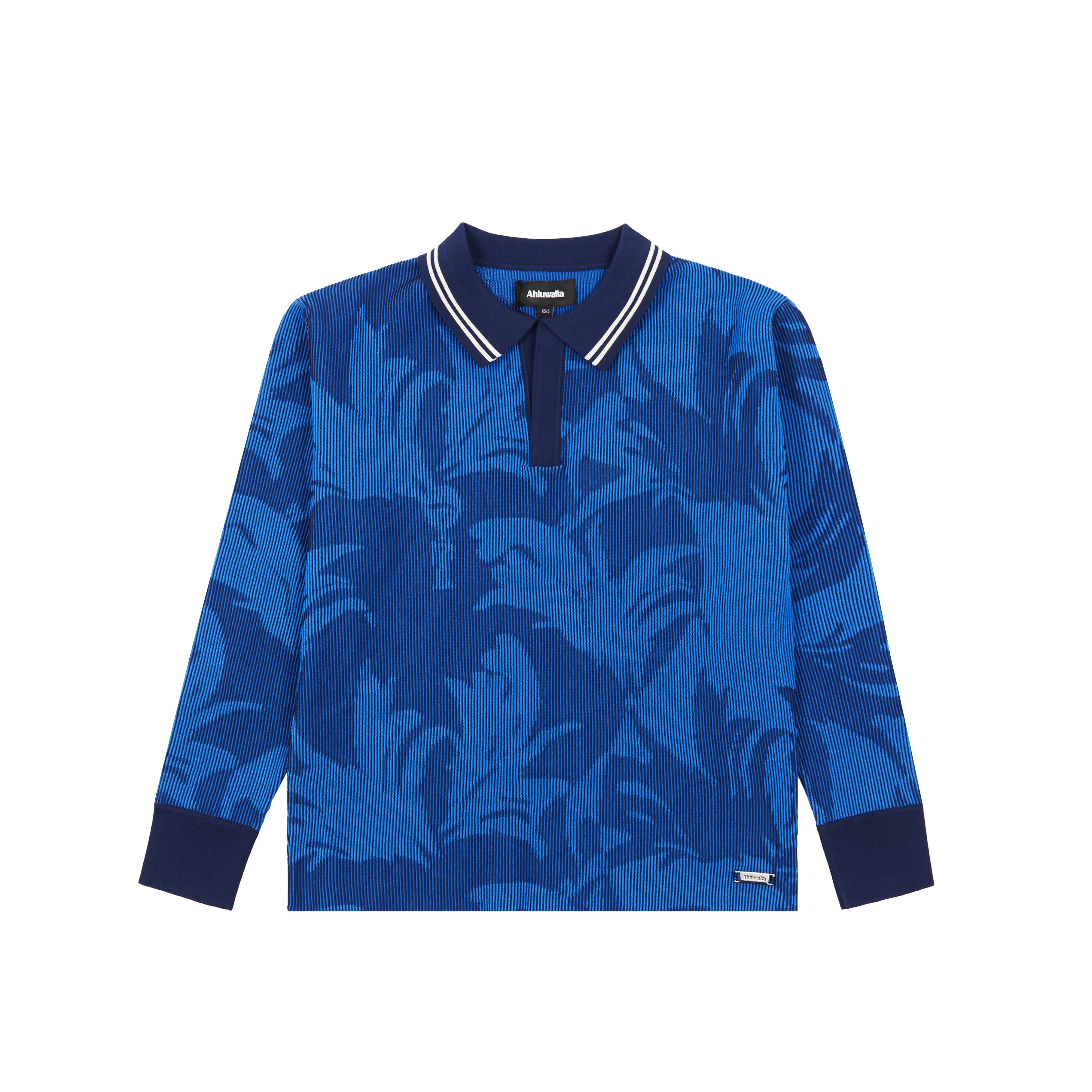 Ahluwalia Buju Knitted Long Sleeve Polo Sweater Blue 5854