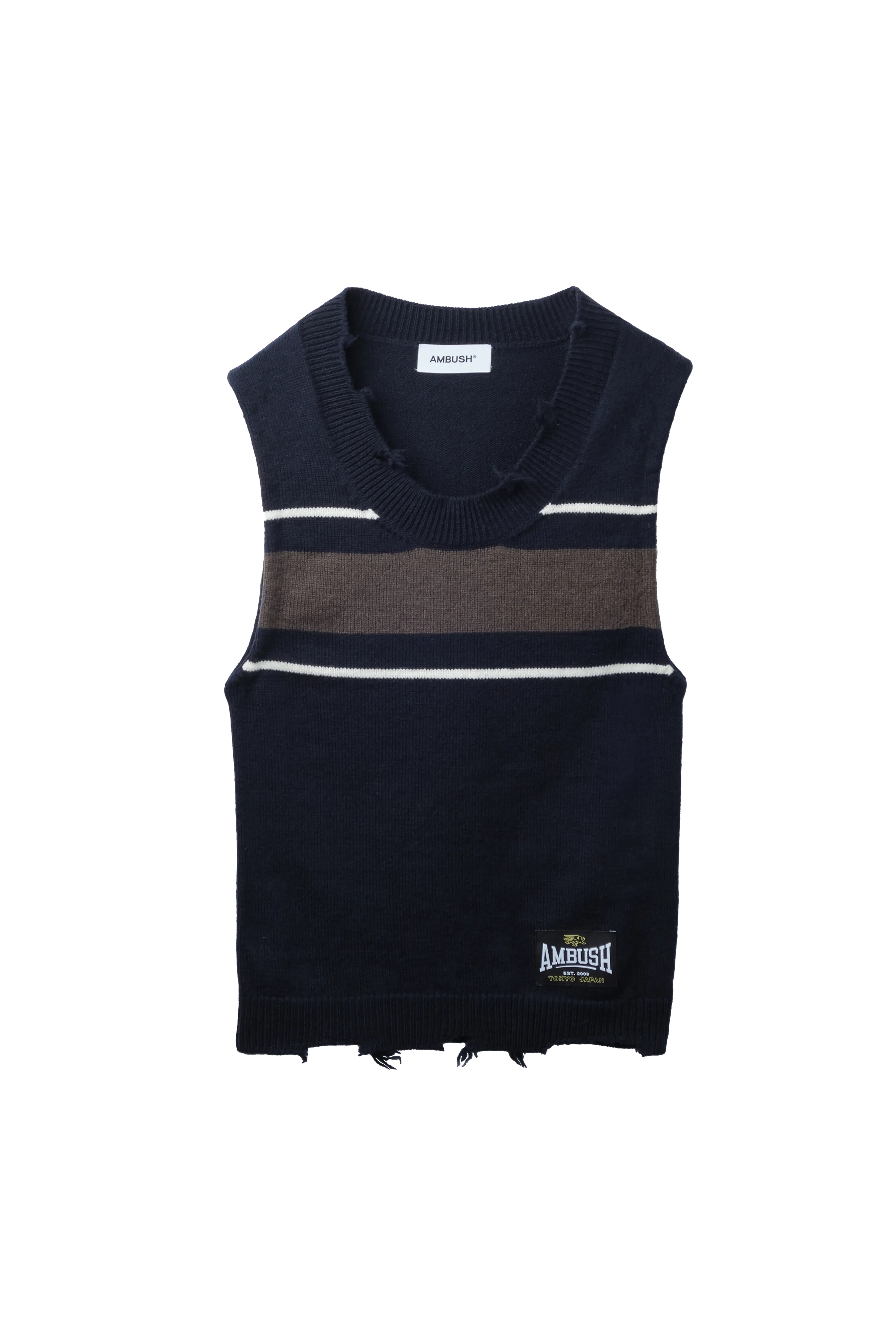 AMBUSH Dangled Rib Knit Sweater Vest Vests Navy 7512