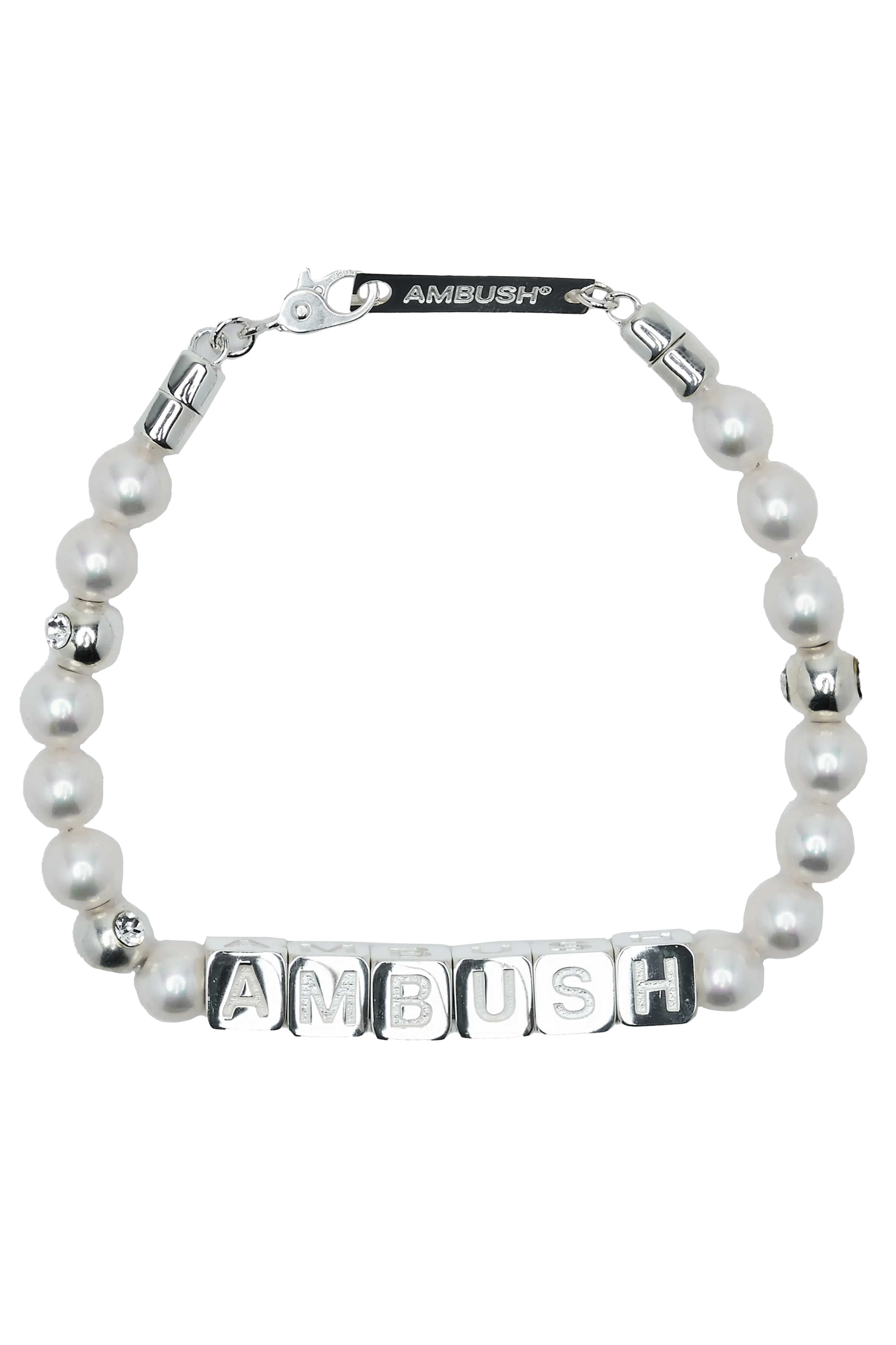 AMBUSH Pearl Letterblock Bracelet Silver 7536