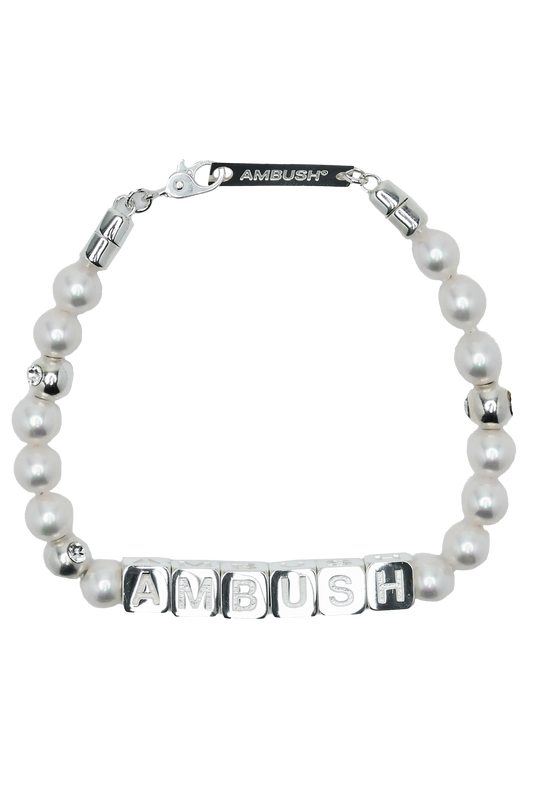 AMBUSH Pearl Letterblock Bracelet Silver 7536