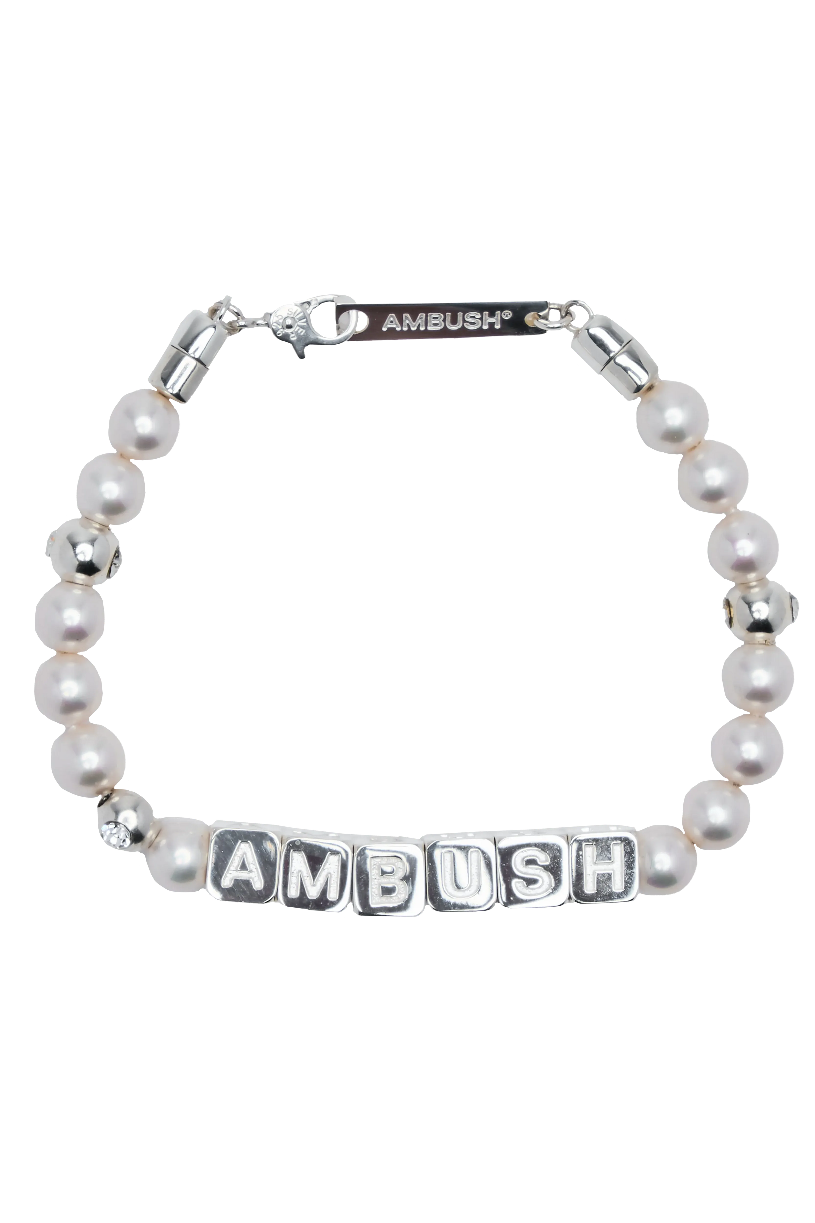 AMBUSH Pearl Letterblock Bracelet Silver 7537