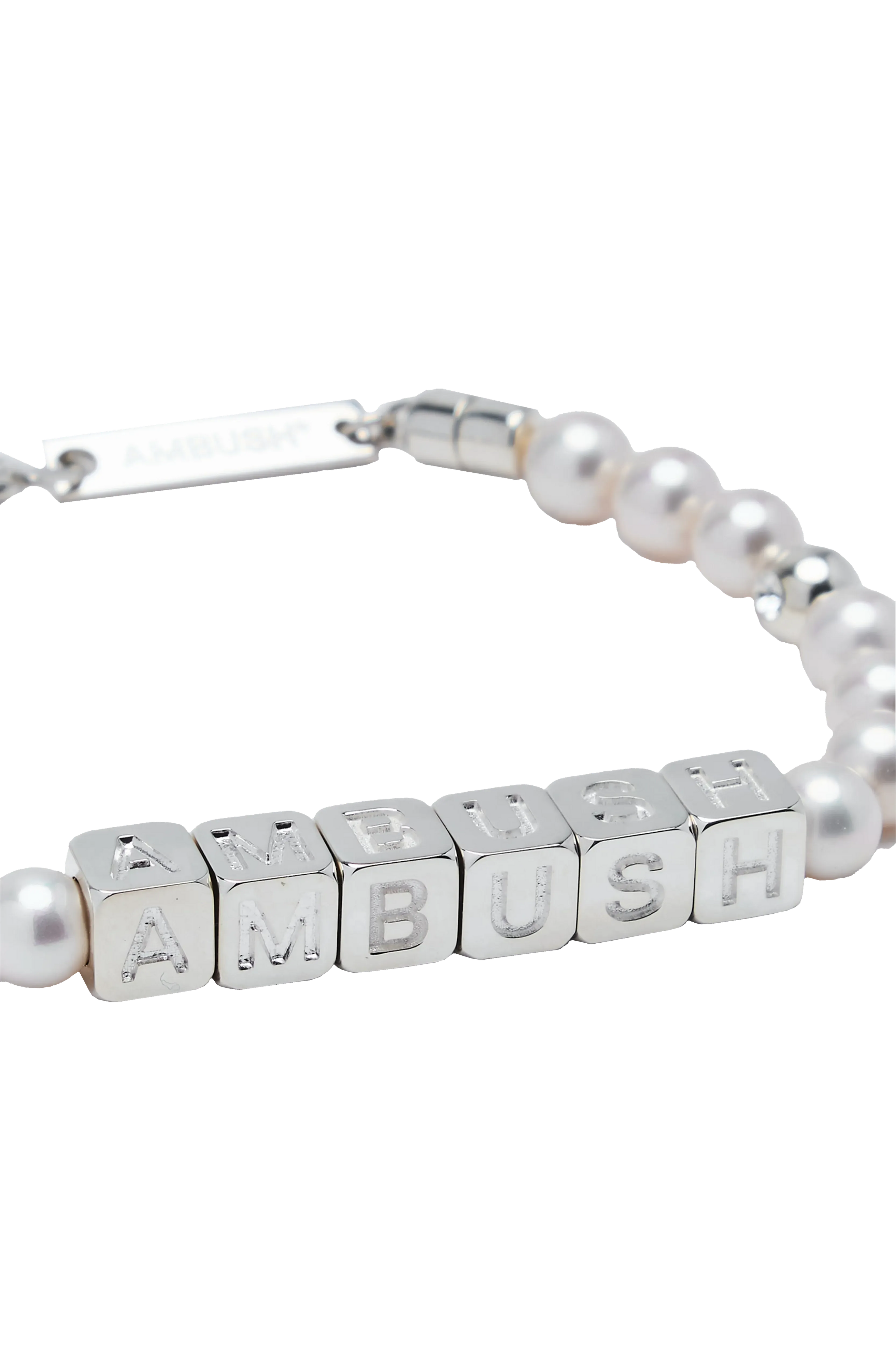 AMBUSH Pearl Letterblock Bracelet Silver 7538