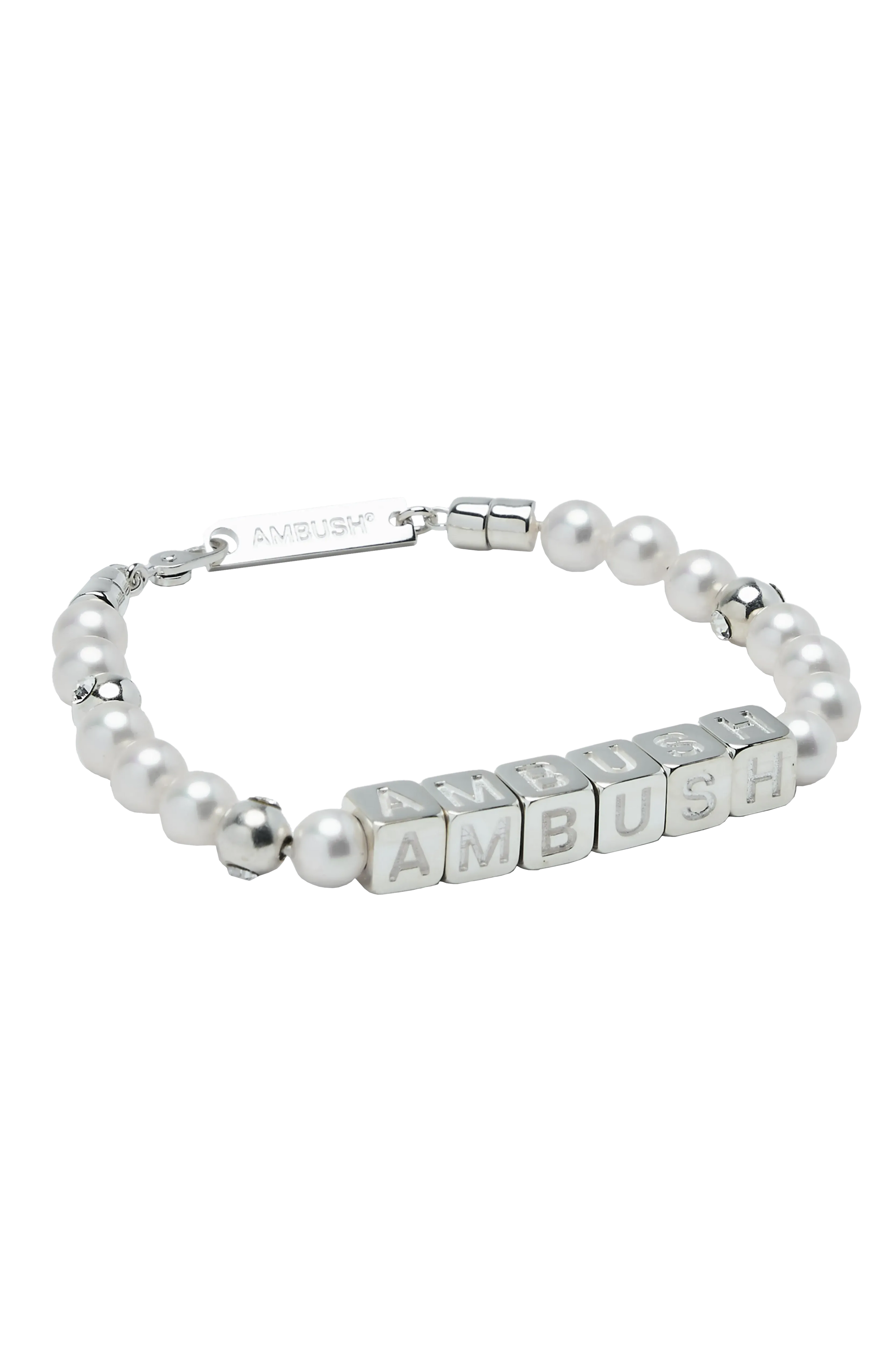 AMBUSH Pearl Letterblock Bracelet Silver 7539