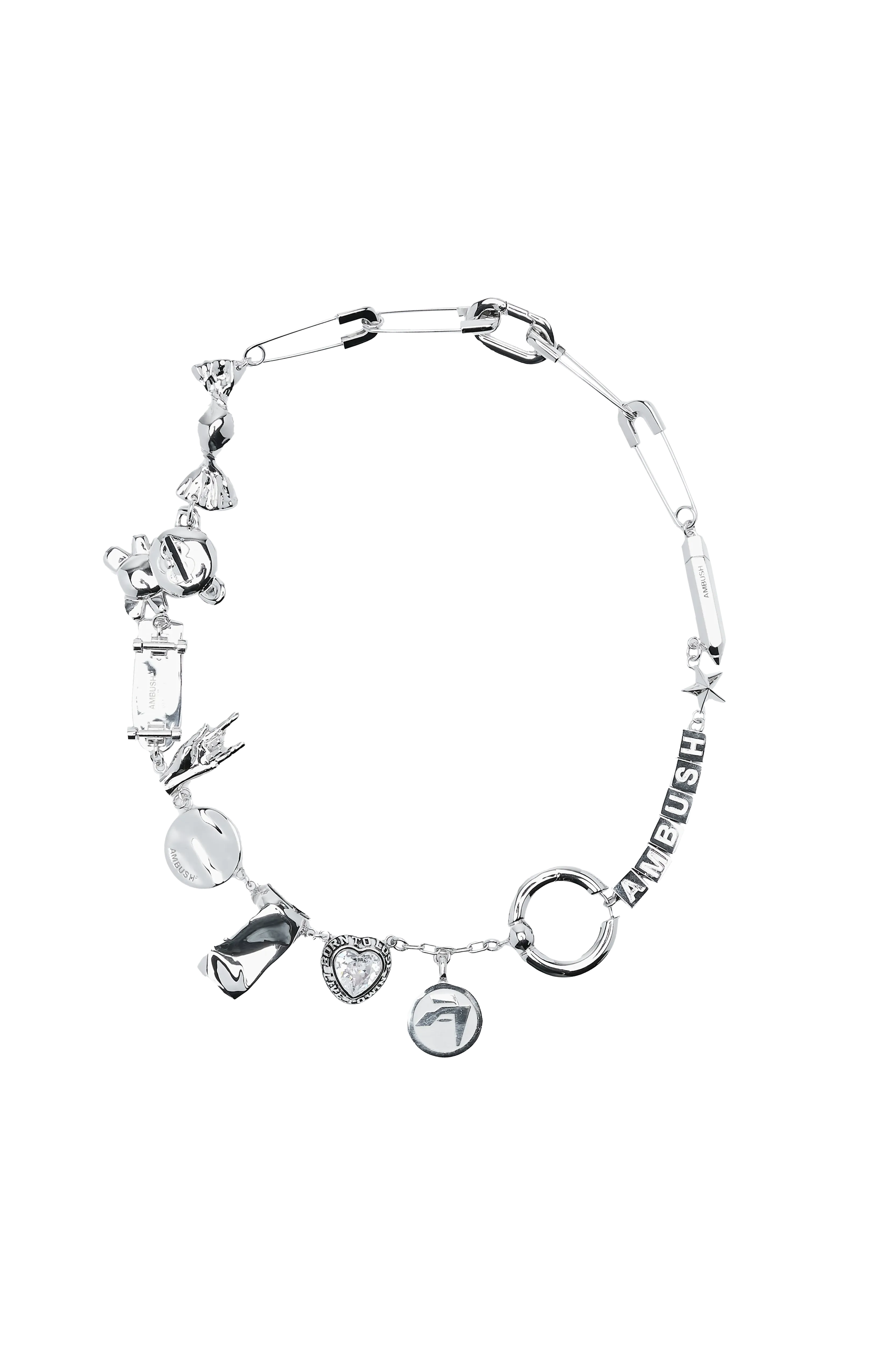 AMBUSH Multi Charm Necklace Silver 7558