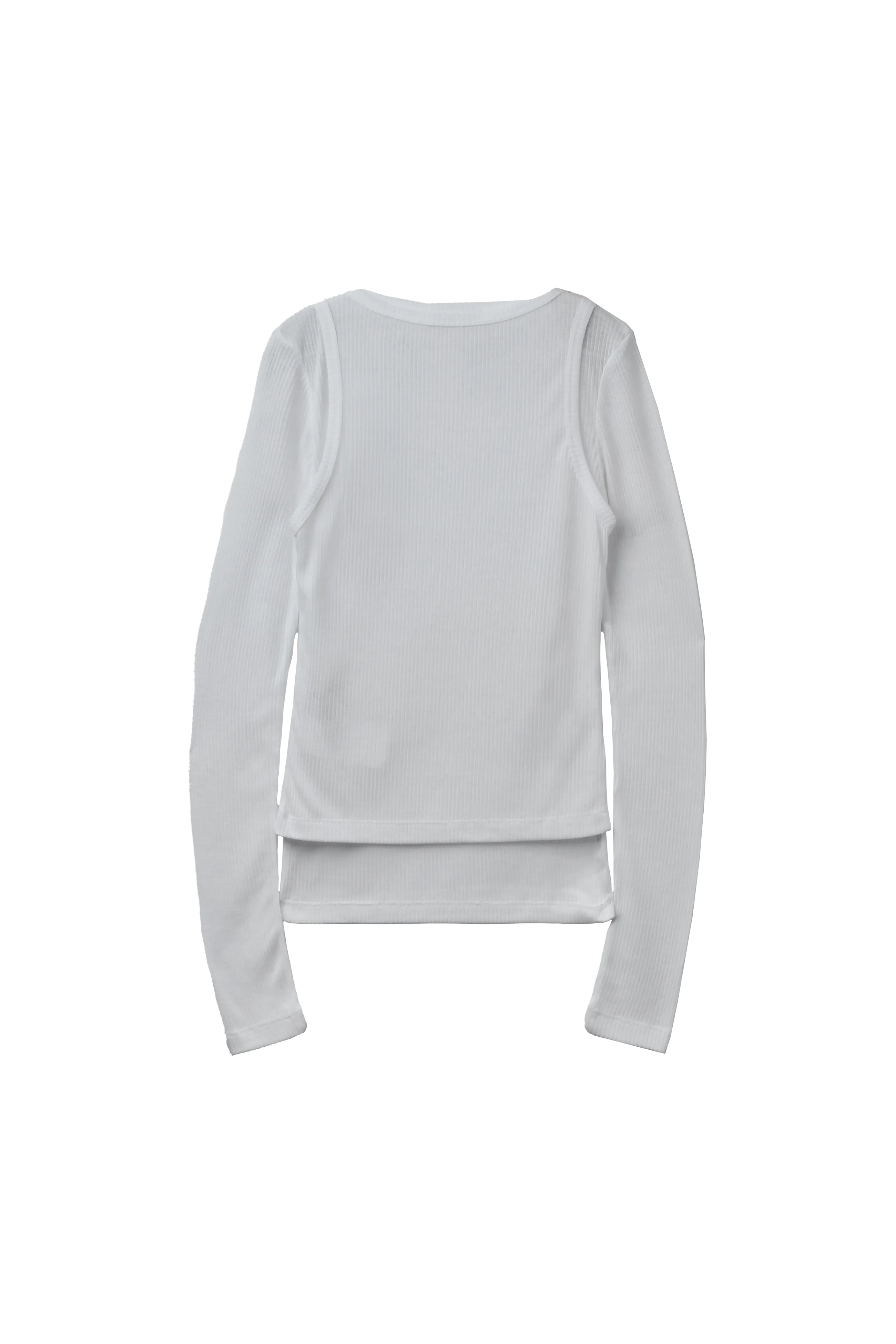 AMBUSH Double Layer Rib Long Sleeve Top T-Shirt White 7579