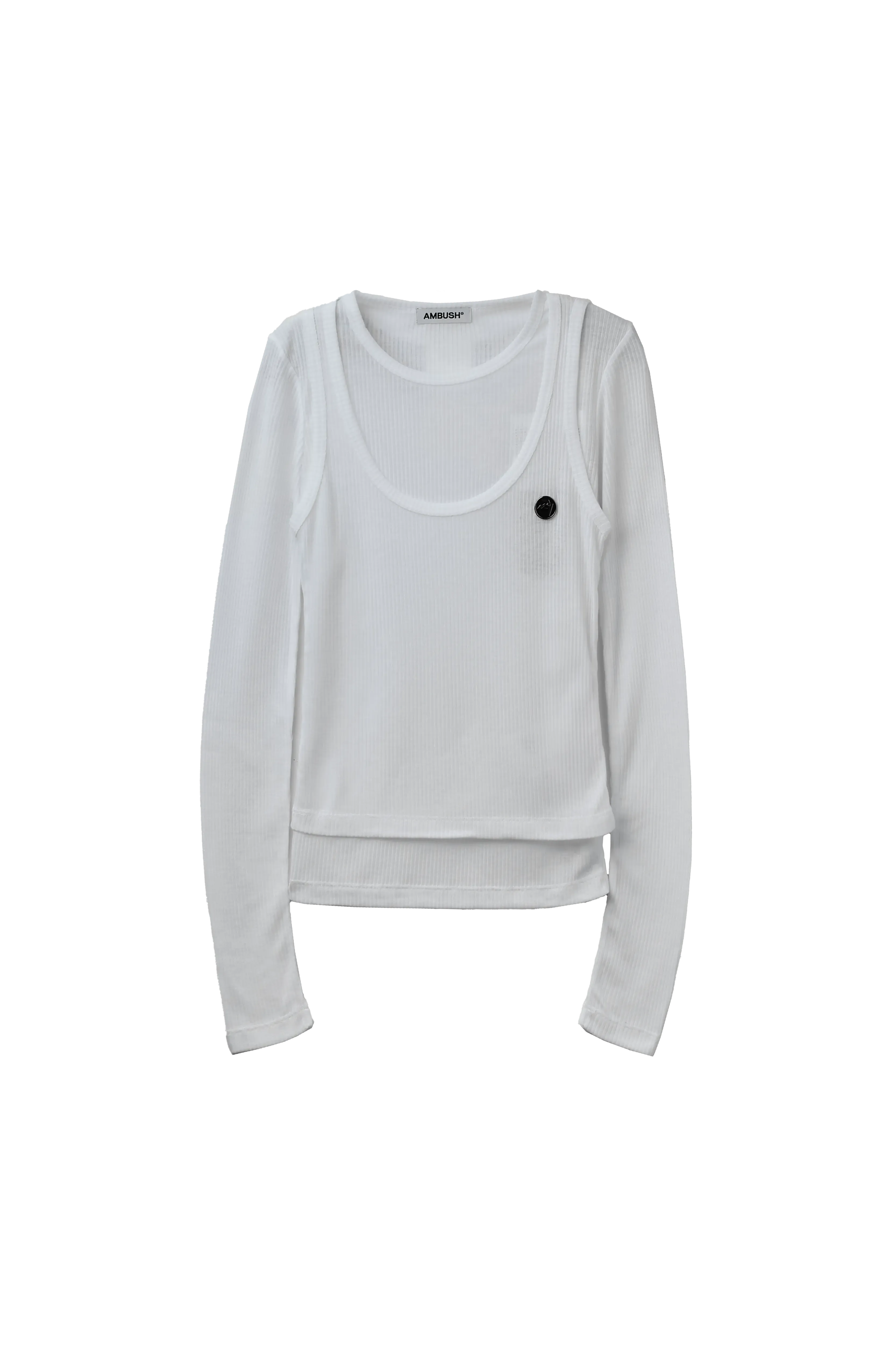 AMBUSH Double Layer Rib Long Sleeve Top T-Shirt White 7578