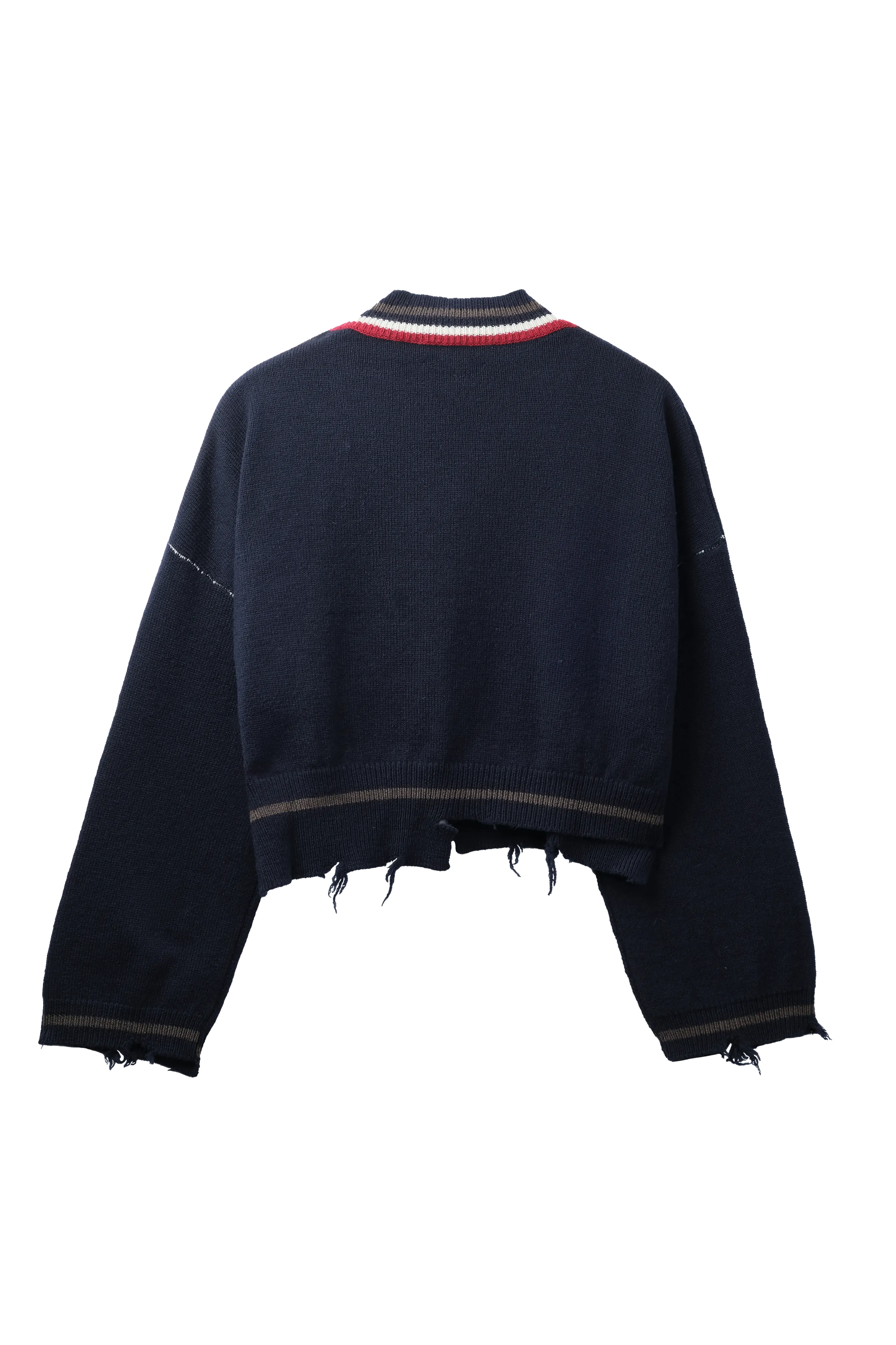 AMBUSH Dangled Rib Knit Cropped V Neck Sweater Sweaters Navy 7577