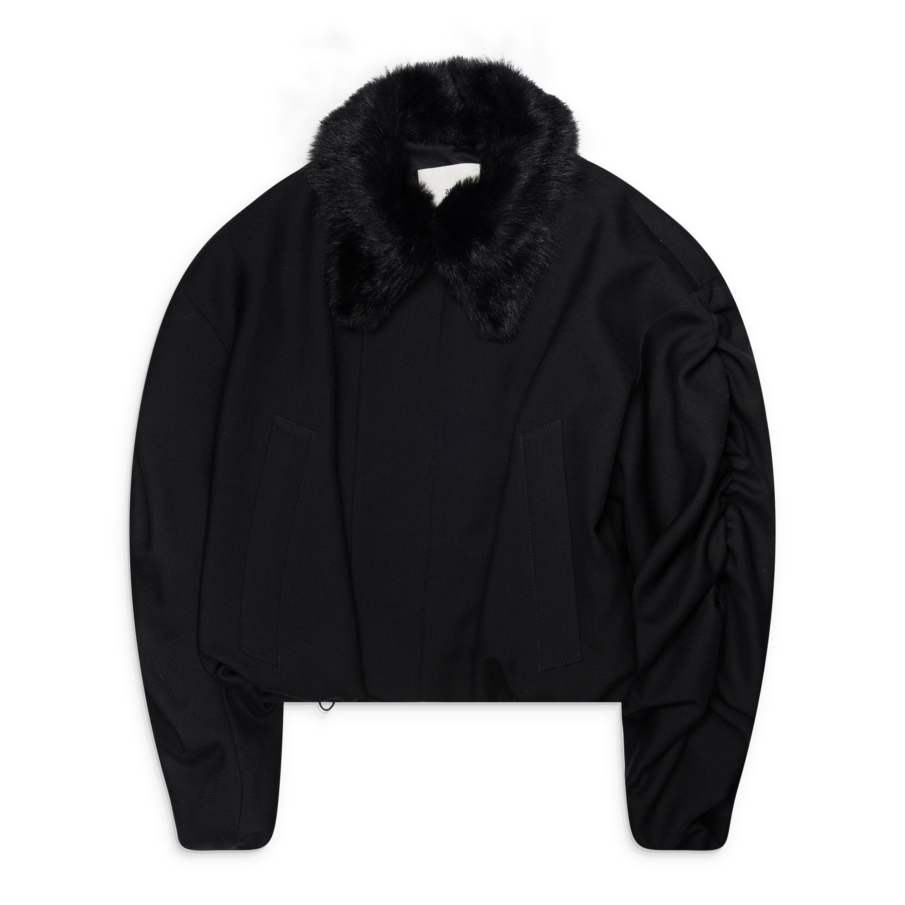 anOnlyChild Sanguinetti Bomber With Fur Collar Black