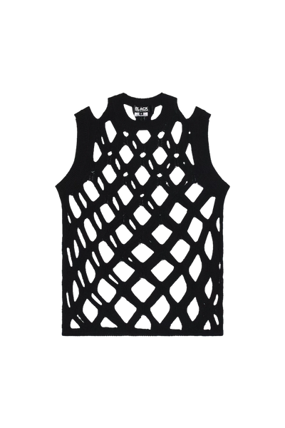 Comme Des Garcons Black Open Knit Sweater Vest Black – ESSXNYC