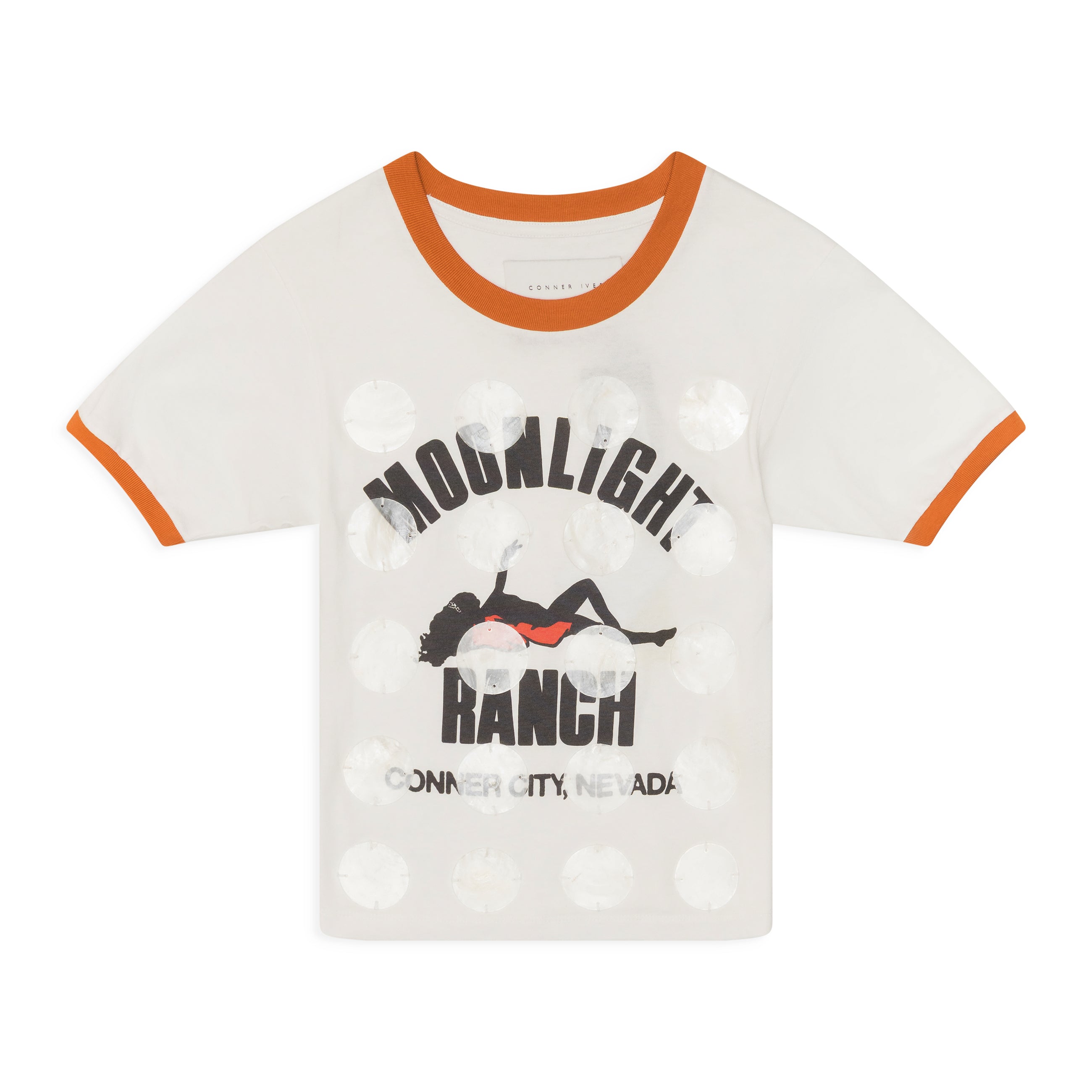 Conner Ives Mop Pailette Ringer Tshirt White front