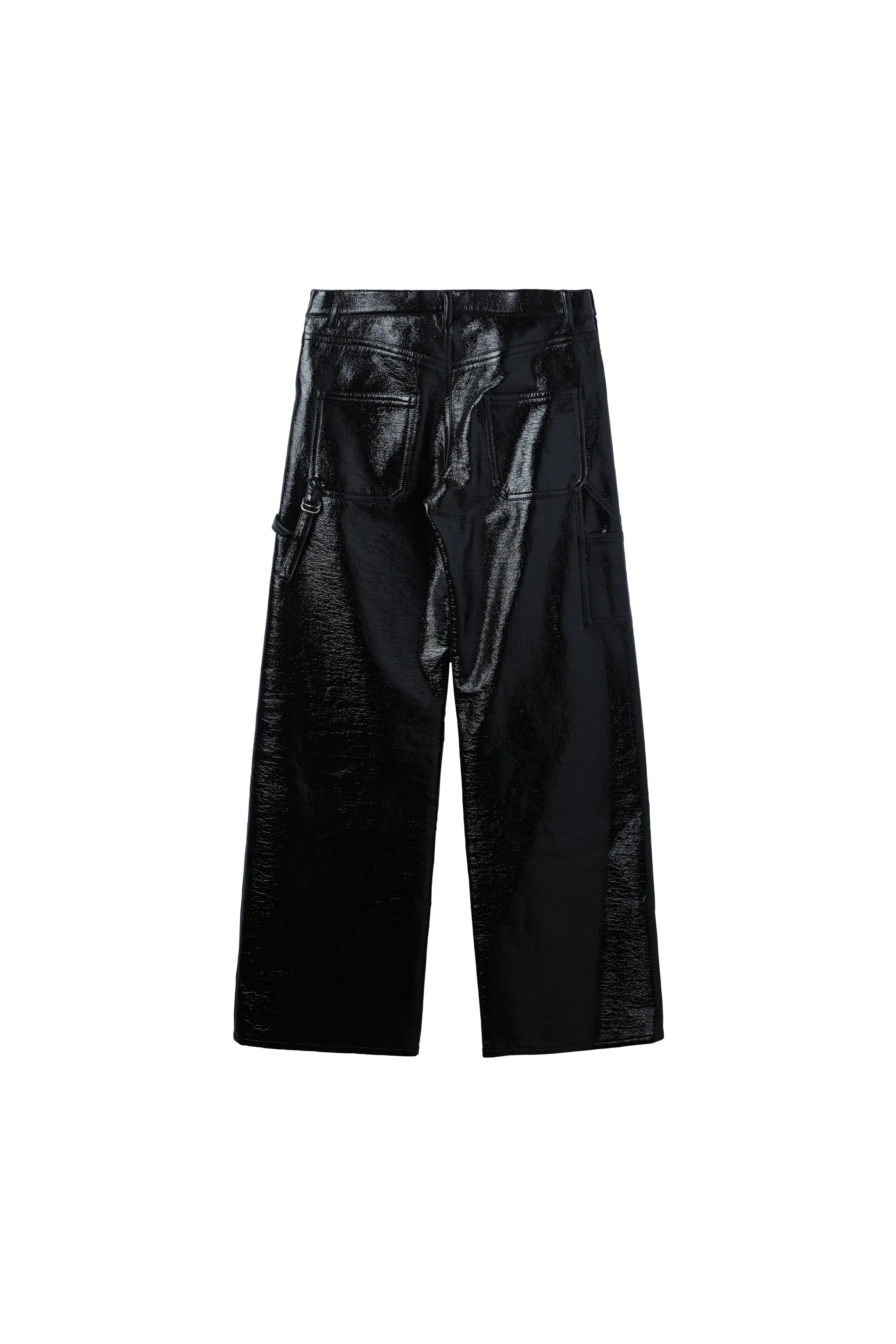 COURREGES SAILOR VINYL BAGGY PANTS BLACK