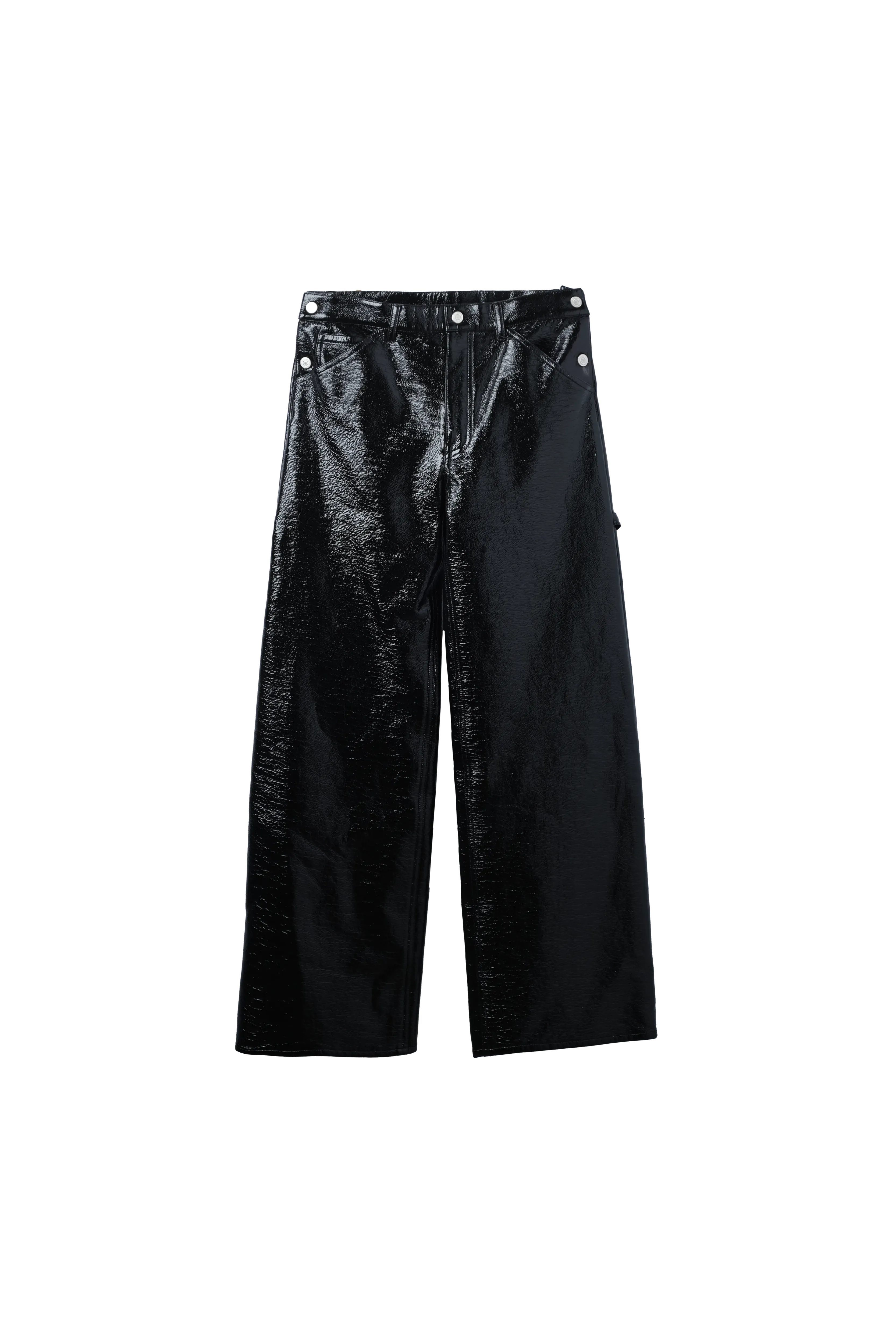 COURREGES SAILOR VINYL BAGGY PANTS BLACK