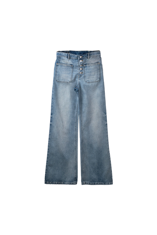 Courreges Multiflex Blue Denim Baggy Pants Blue 9953