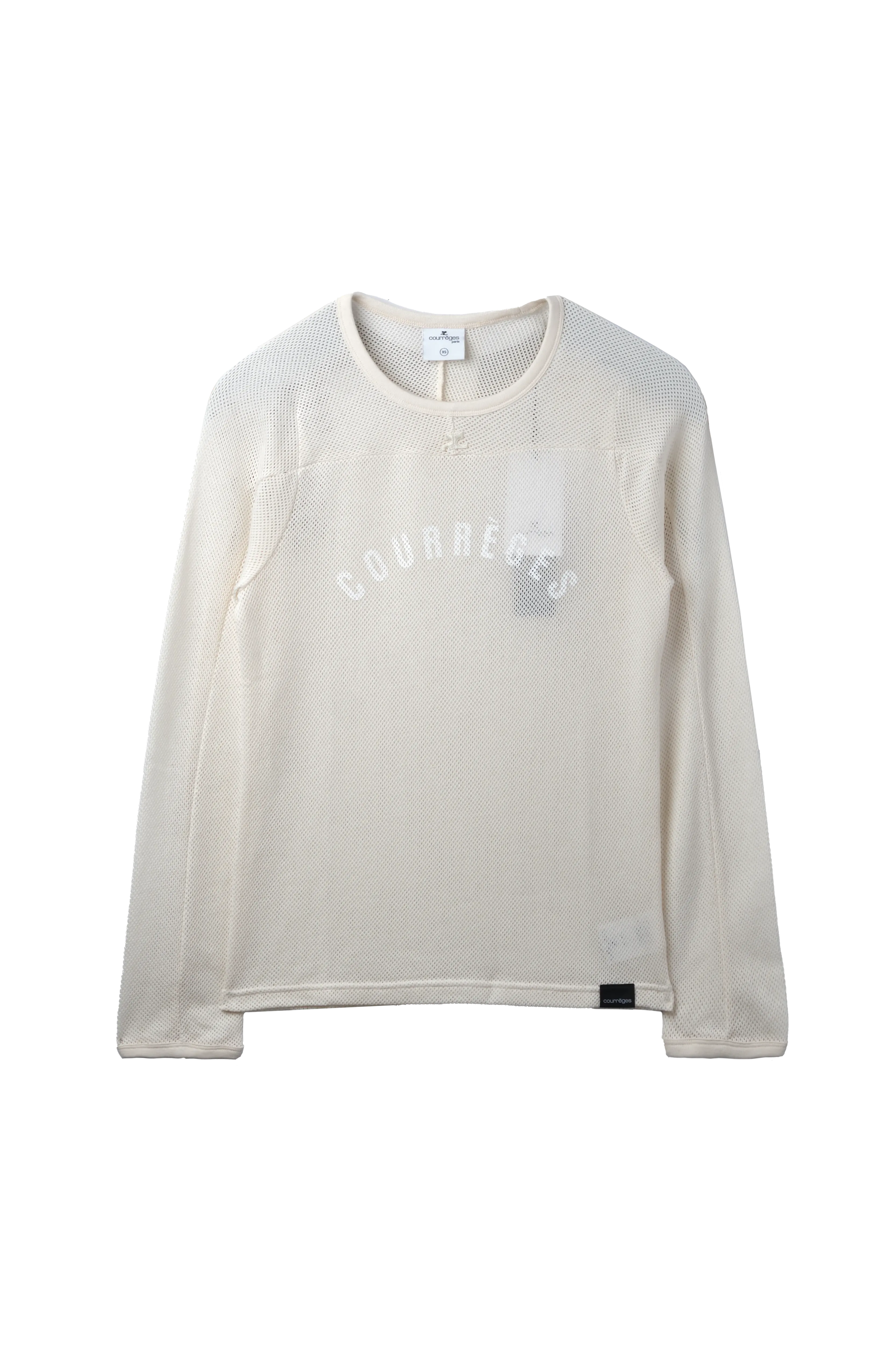 Courreges Baseball Printed Mesh Long Sleeve T-Shirt White 9975