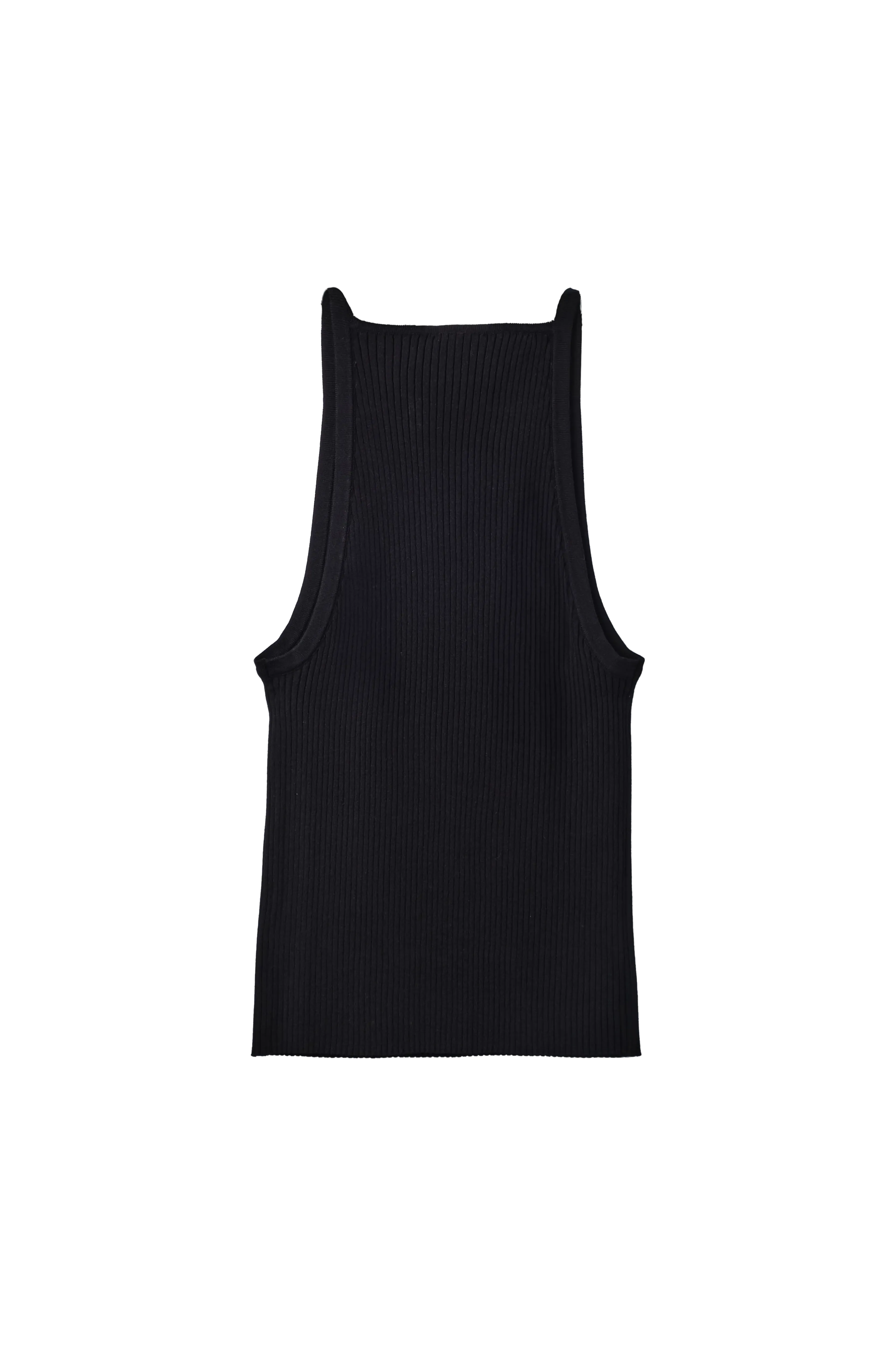 Courreges Neckline Rib Knit Tank Top Black 9984