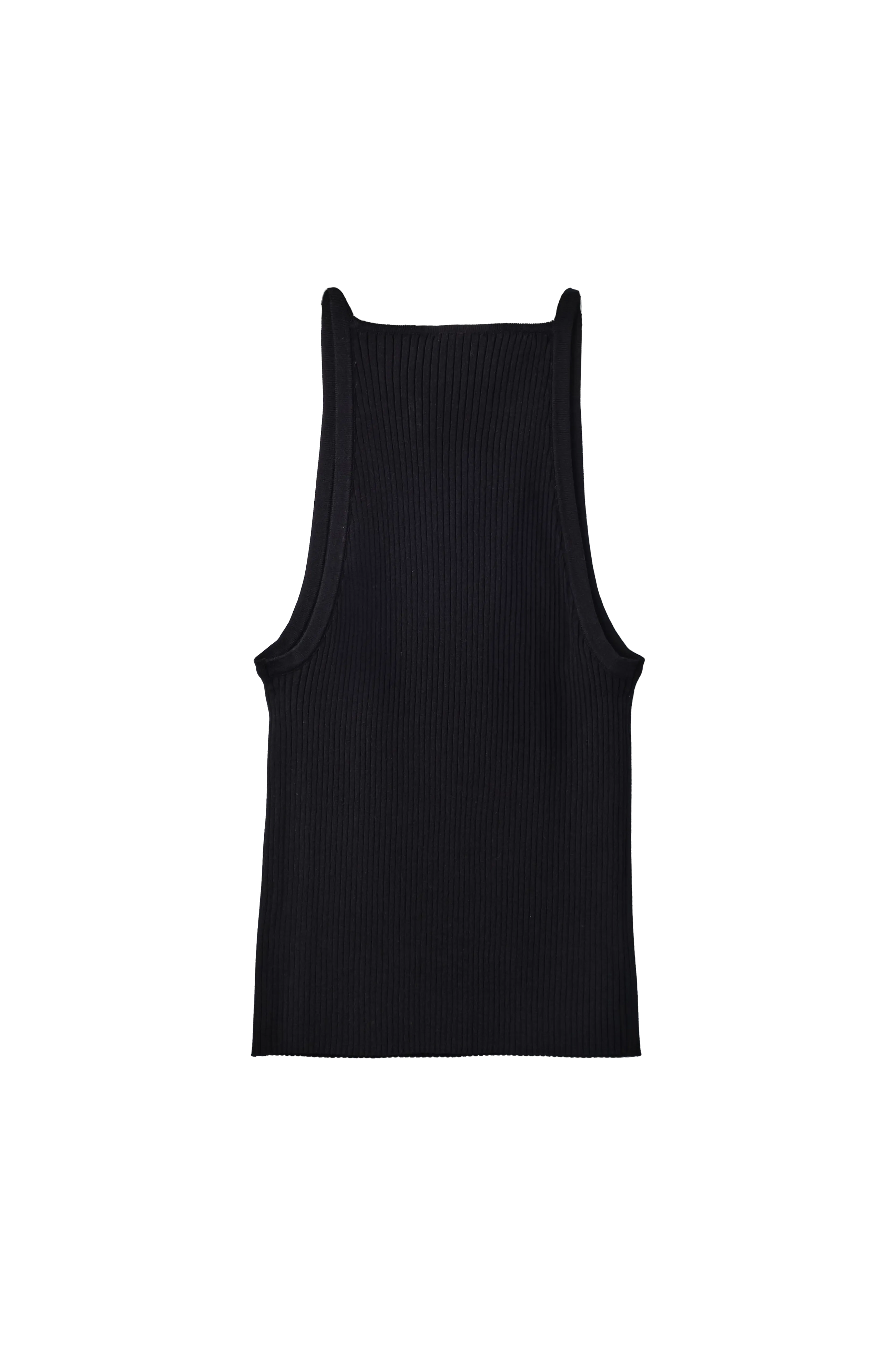 Courreges Neckline Rib Knit Tank Top Black 9984