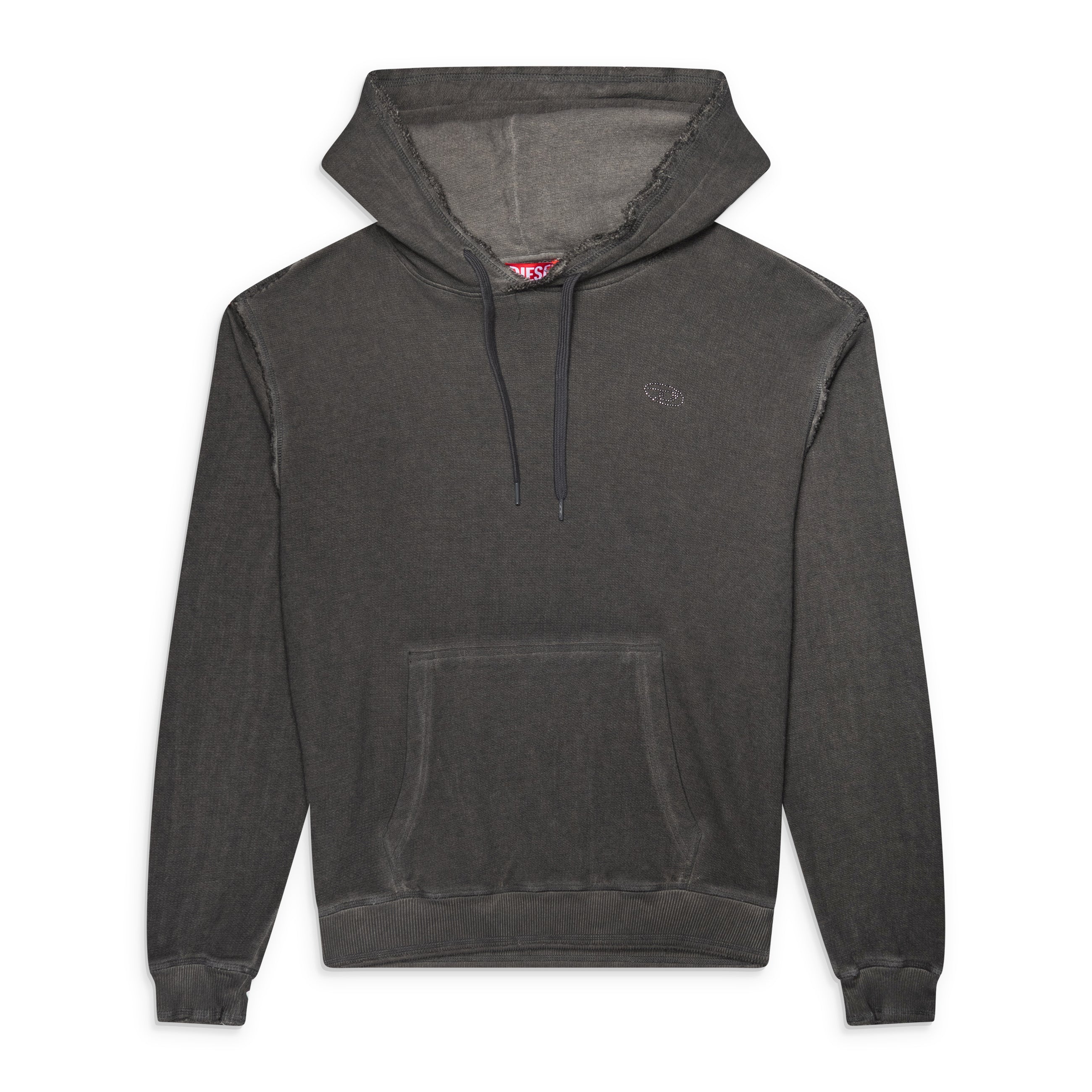 Diesel Treated Cotton Fleece Hoodie Grey