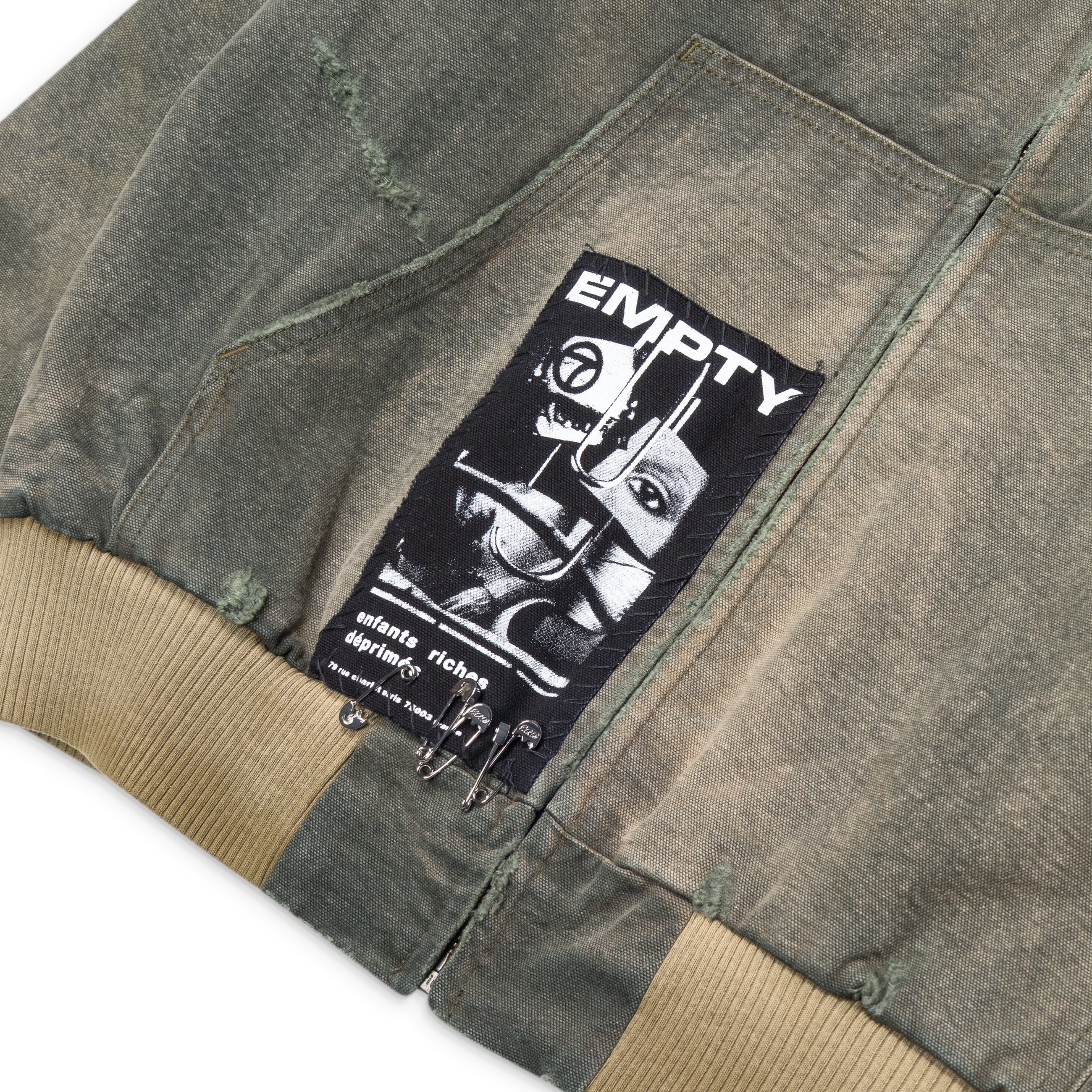 Enfants Riches Deprimes War Started Hooded Work Jacket Green — view 3