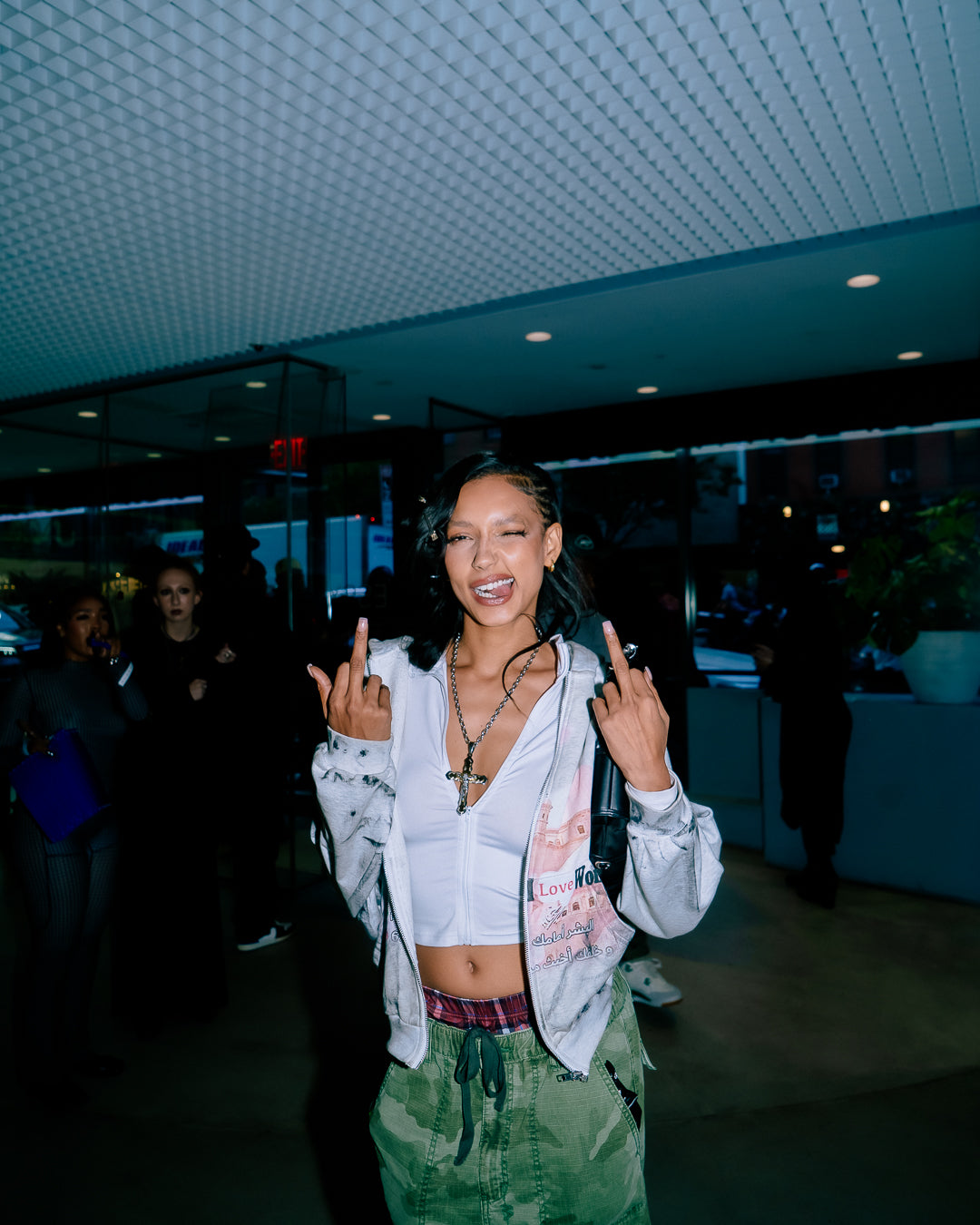 A person wearing incredibly styled clothes from ESSX NYC